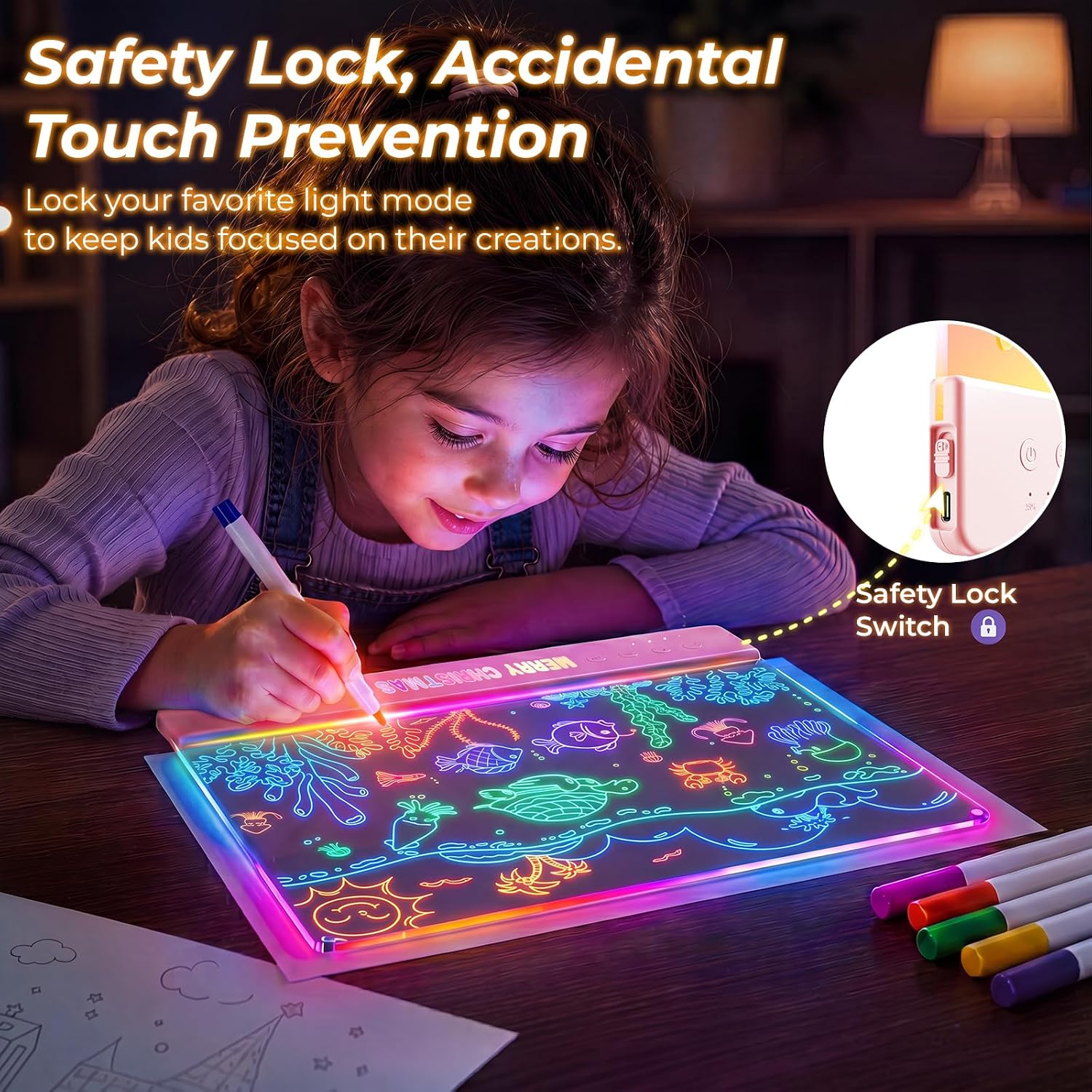 Thumbnail 6 de Mukypixy hbd-1-pk 16-Inch LED Drawing Board, Rechargeable, 8 Colors