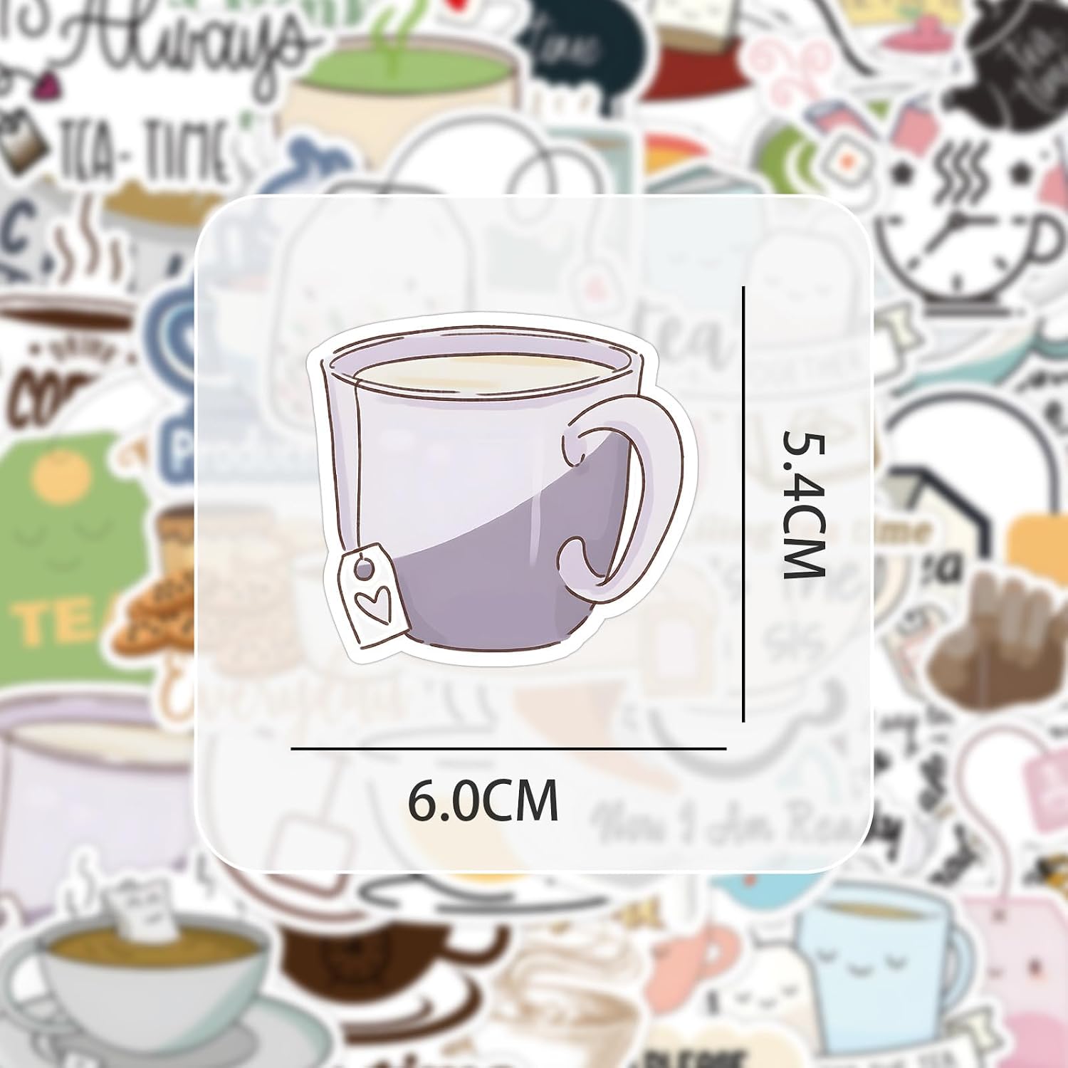 Detalle de Tea Time Vinyl Stickers, 50-Piece Set