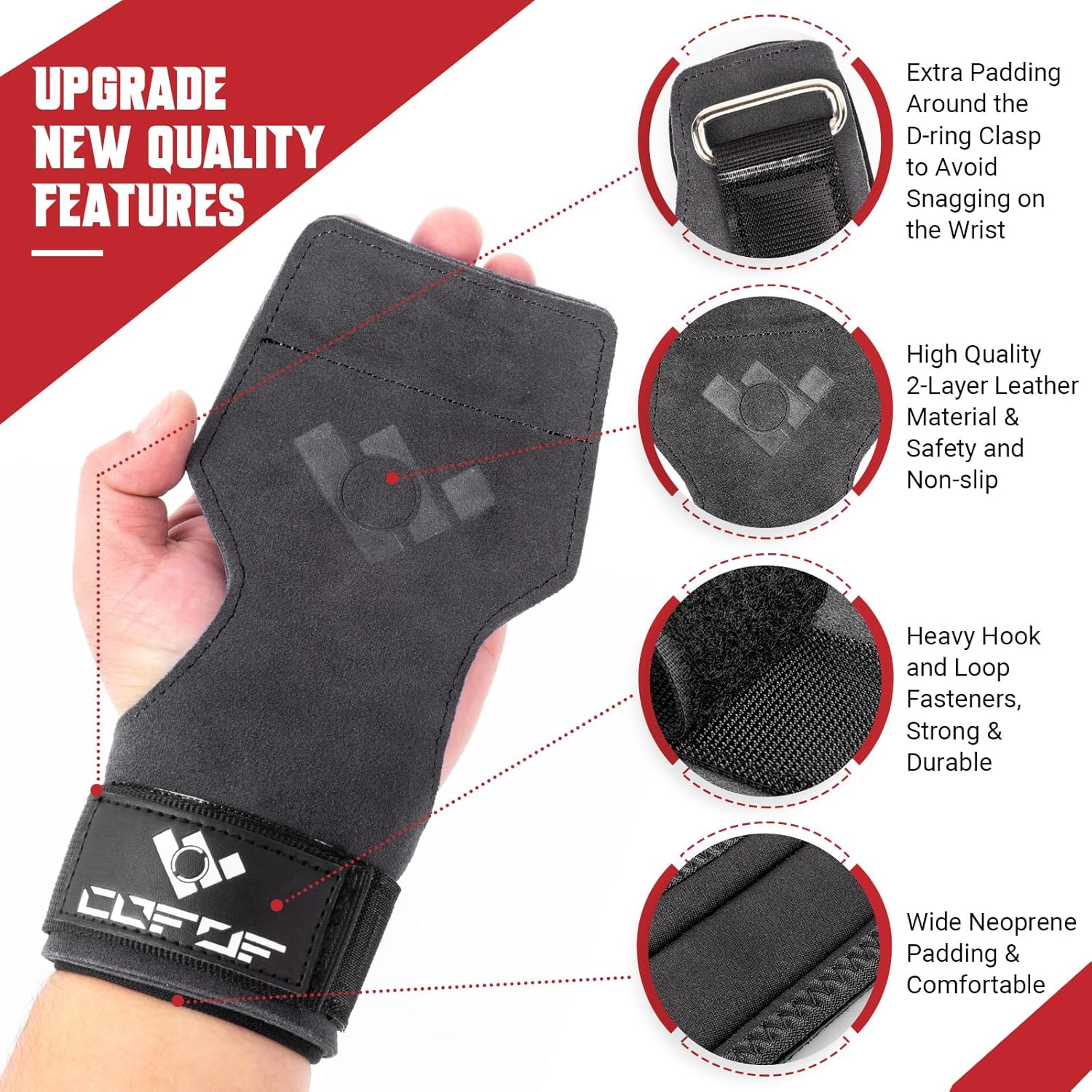 Thumbnail 1 de COFOF Zughilfen Leder – Lifting Straps aus Veloursleder für schweres Krafttraining