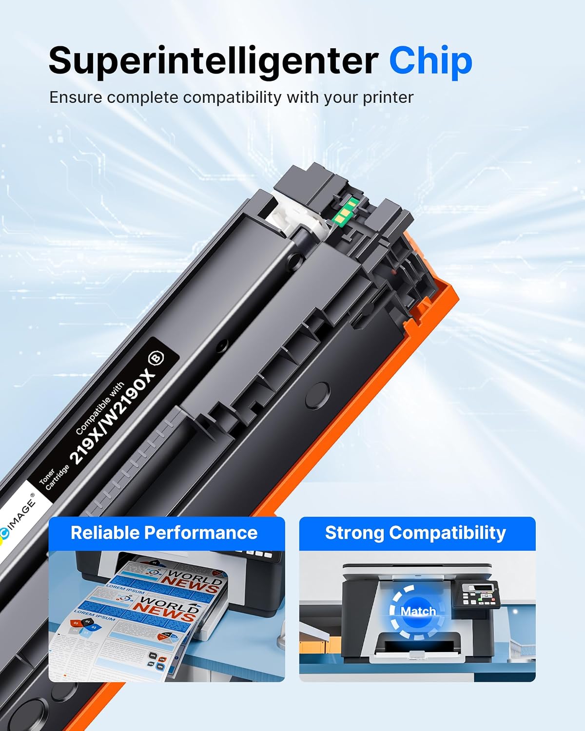 Detalle de GPC Image 219X con chip toner compatibili per HP 219A/219X – 4-Pack (Nero, Ciano, Giallo, Magenta)