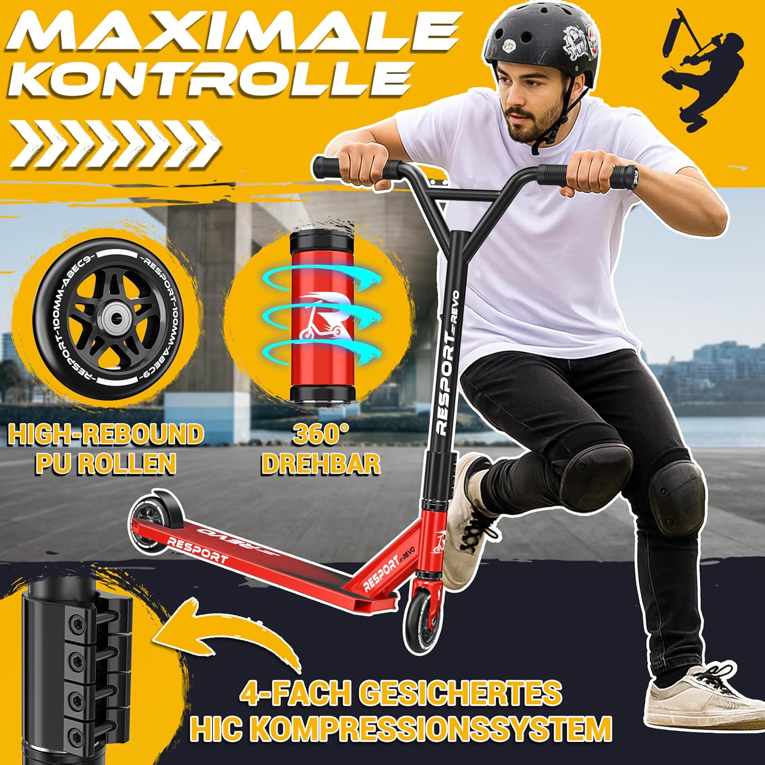 Detalle 2 de RE:SPORT REVO Stunt Scooter PRO 100 mm PU Räder
