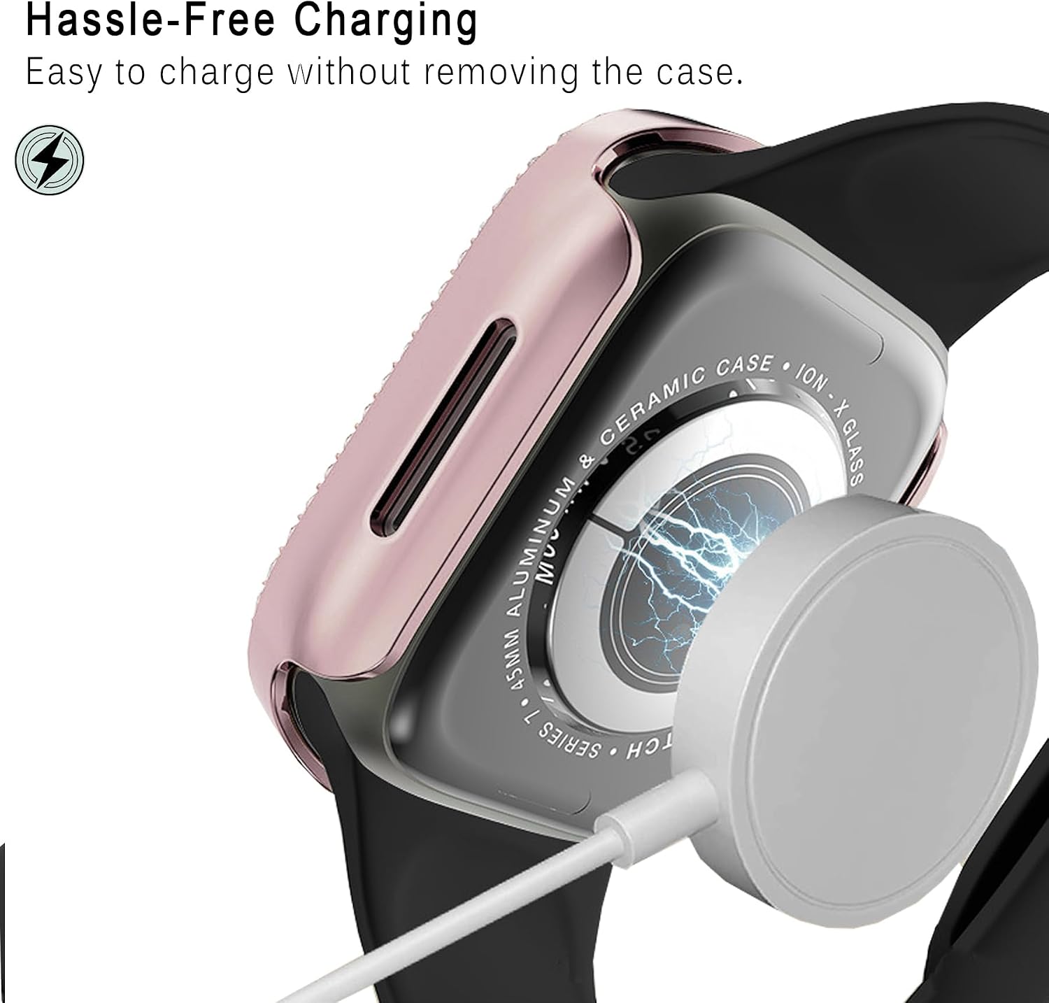 Detalle de DEALELE 2-Pack Bling Protective Case for Apple Watch 40mm (Series 6/5/4/SE) – Rose Pink