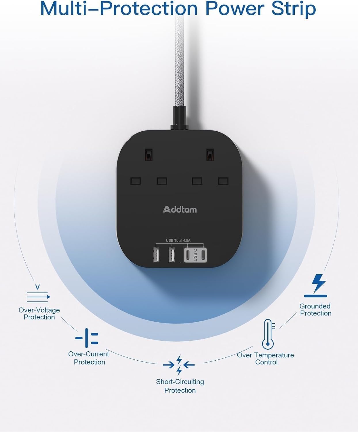 Detalle 2 de Extension Lead Power Strip 1.6m with 4 Ports 🪫