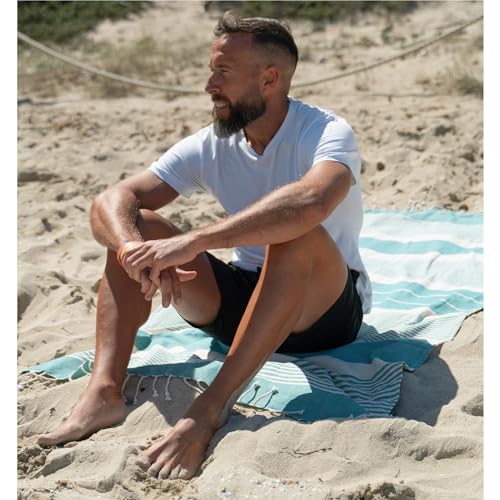 Detalle de MOMOMUS Pack de 2 Foutas XL (90x180 cm) de Algodón 100% – Toallas de Playa Ultraabsorbentes y Suaves