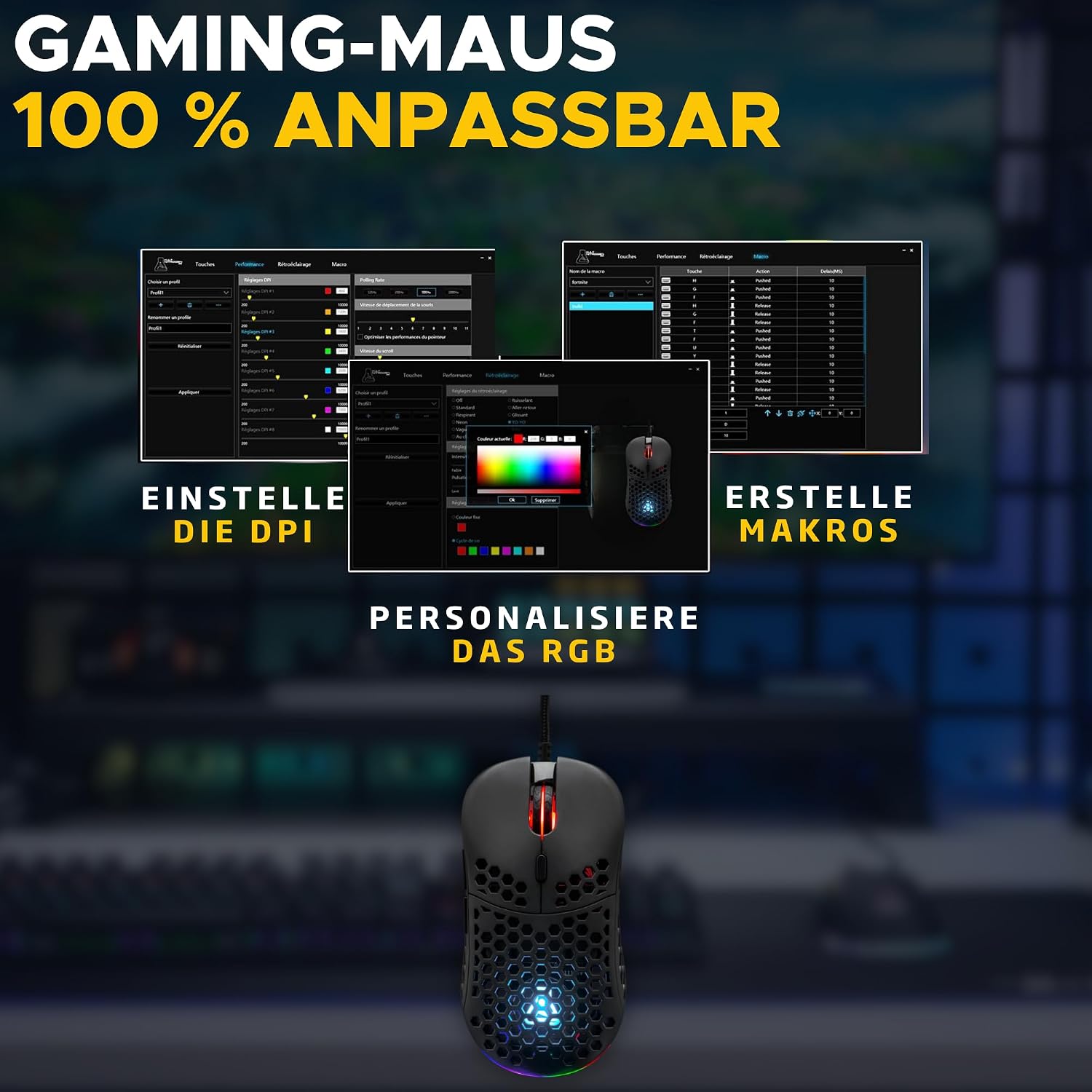 Detalle 2 de THE G-LAB Kult Oxygen – Hochleistungs-Gaming-Maus mit Kabel, 12.800 DPI, 6 programmierbare Tasten, 60 g