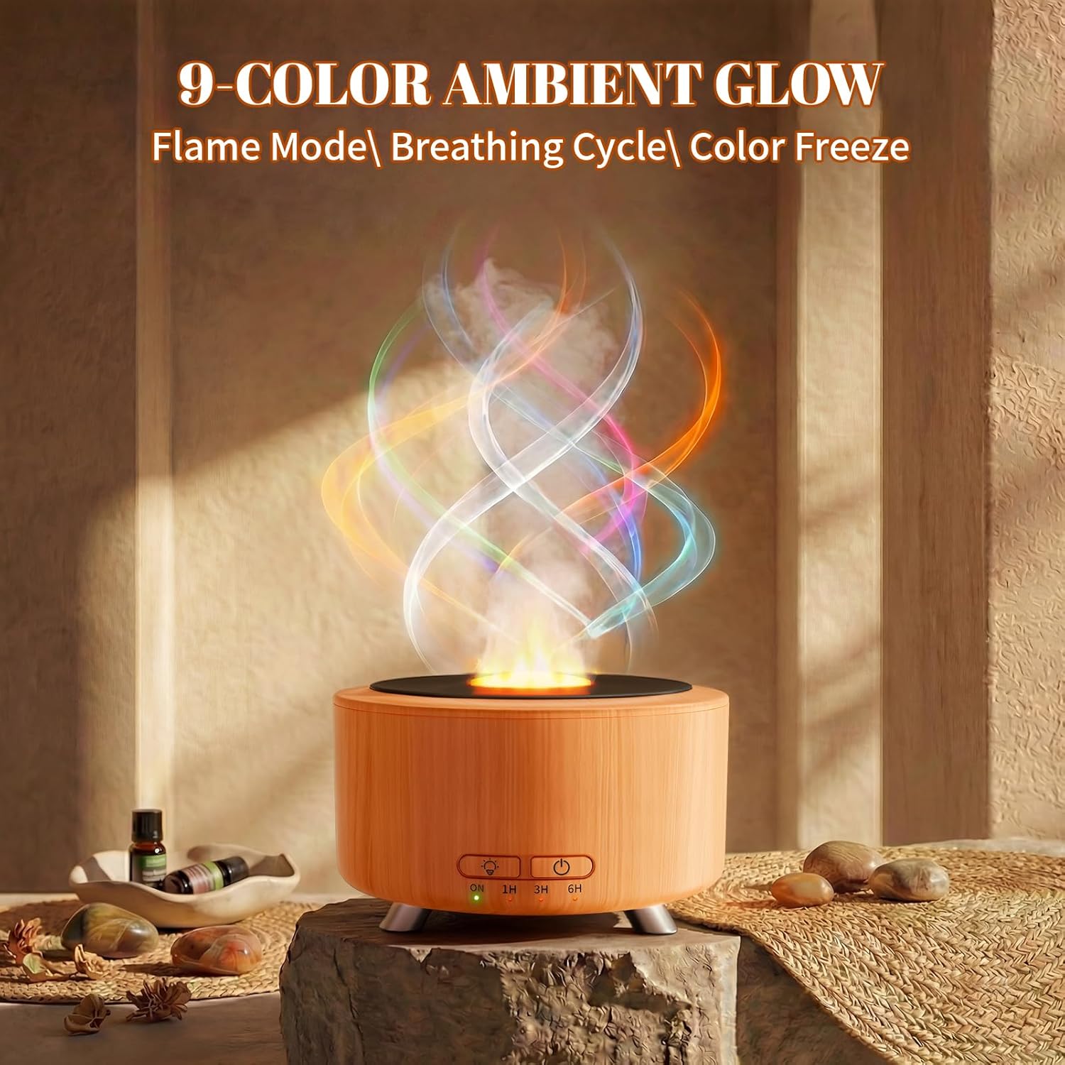 Thumbnail 2 de Essential Oil Diffuser for Home with 500ml Tank and Wood Grain Finish
