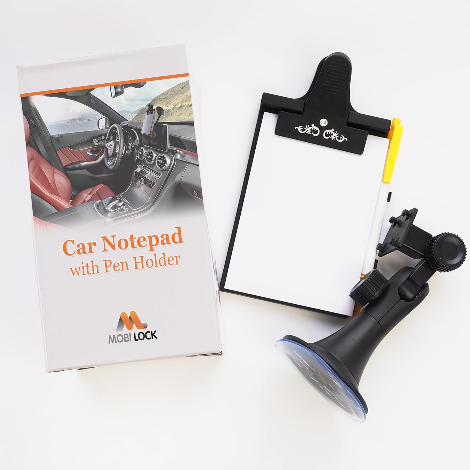 Detalle de Mobi Lock Car Clipboard with Pen Holder and Pad Mount – Universal Suction Cup & Flexible Neck