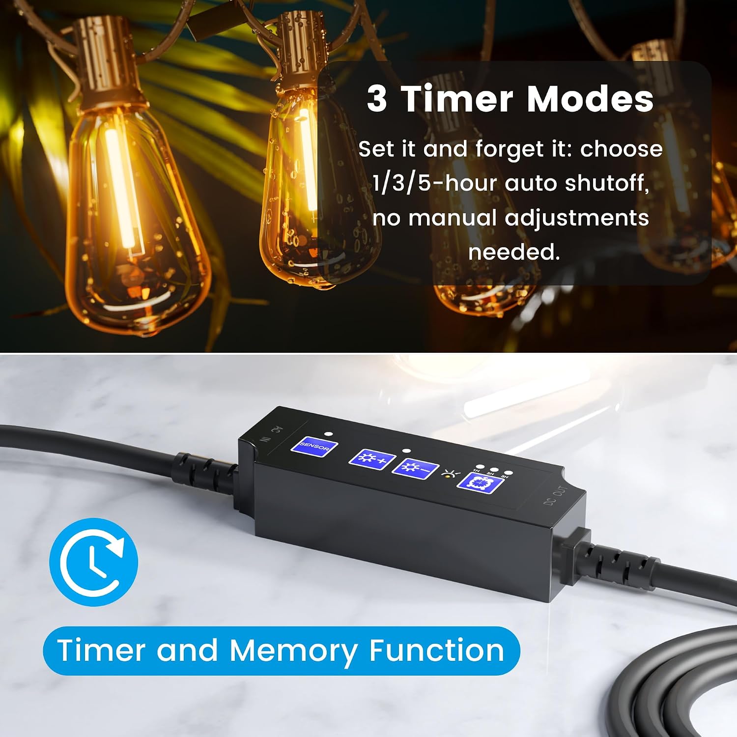 Detalle 2 de OHLUX Smart Outdoor Dimmer for String Lights, 360W, IP65, Timer