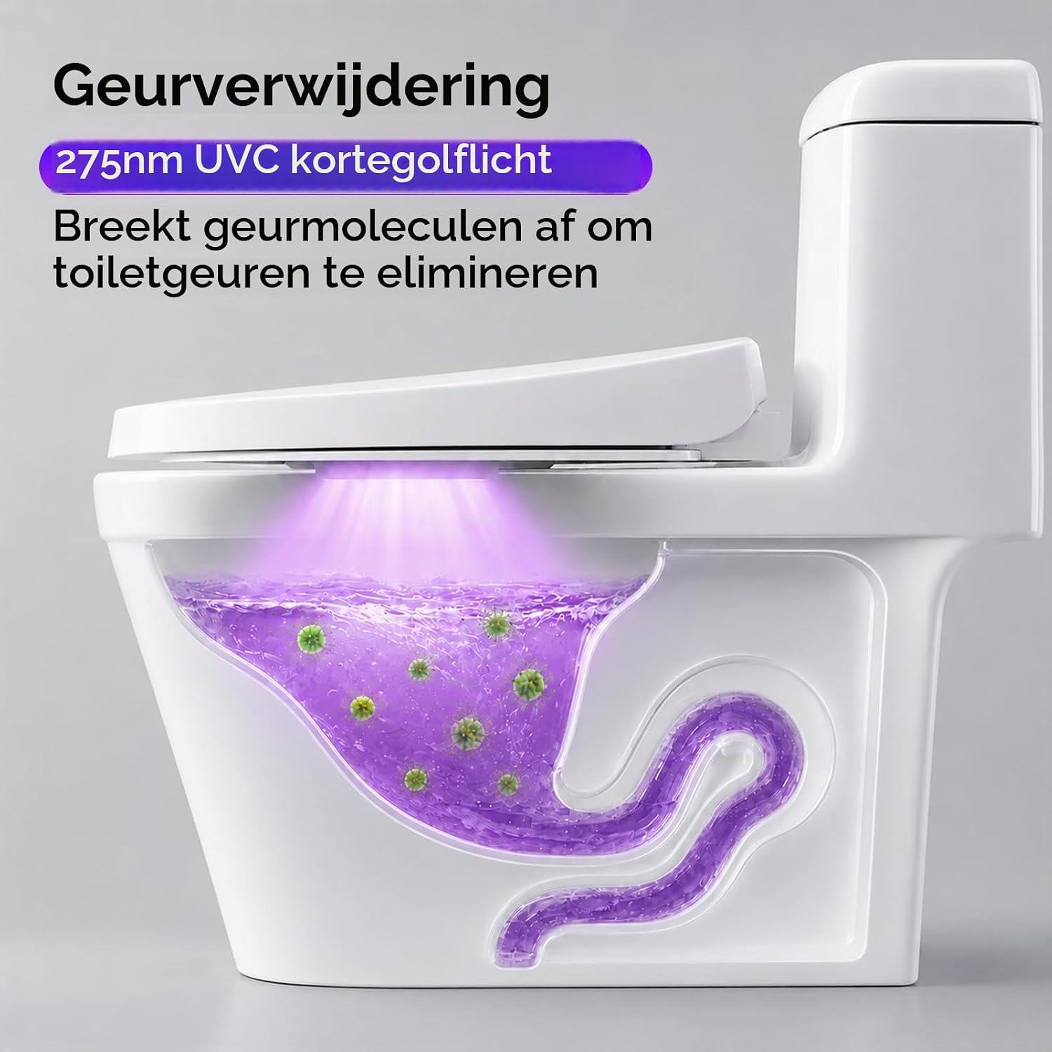 Thumbnail 2 de SANSI UV-toiletlamp 275 nm UVC met sensor en USB-C-oplaadbare batterij