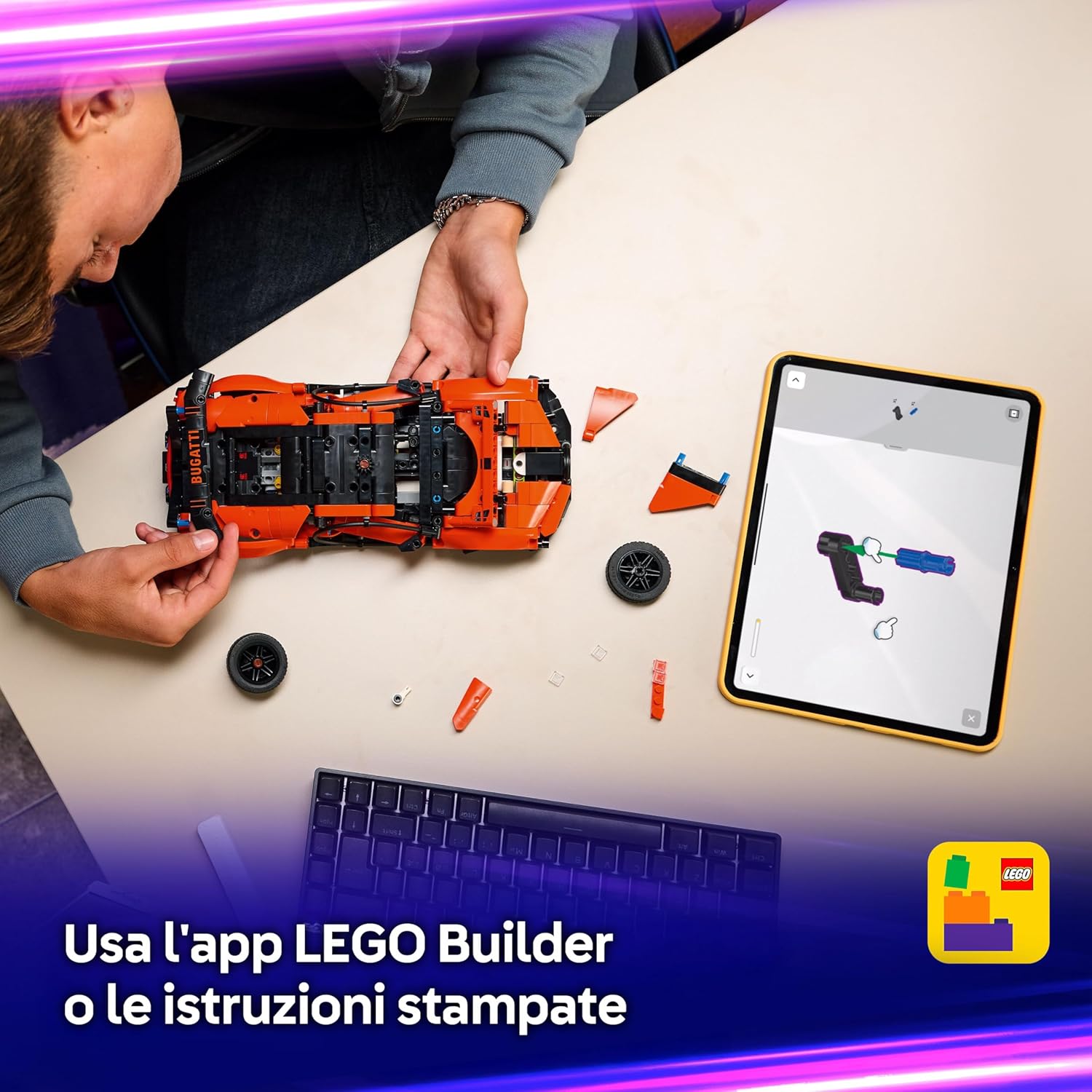Detalle de LEGO Technic Bugatti Chiron Pur Sport 42222 – Auto da corsa da costruire per appassionati di sport motoristici