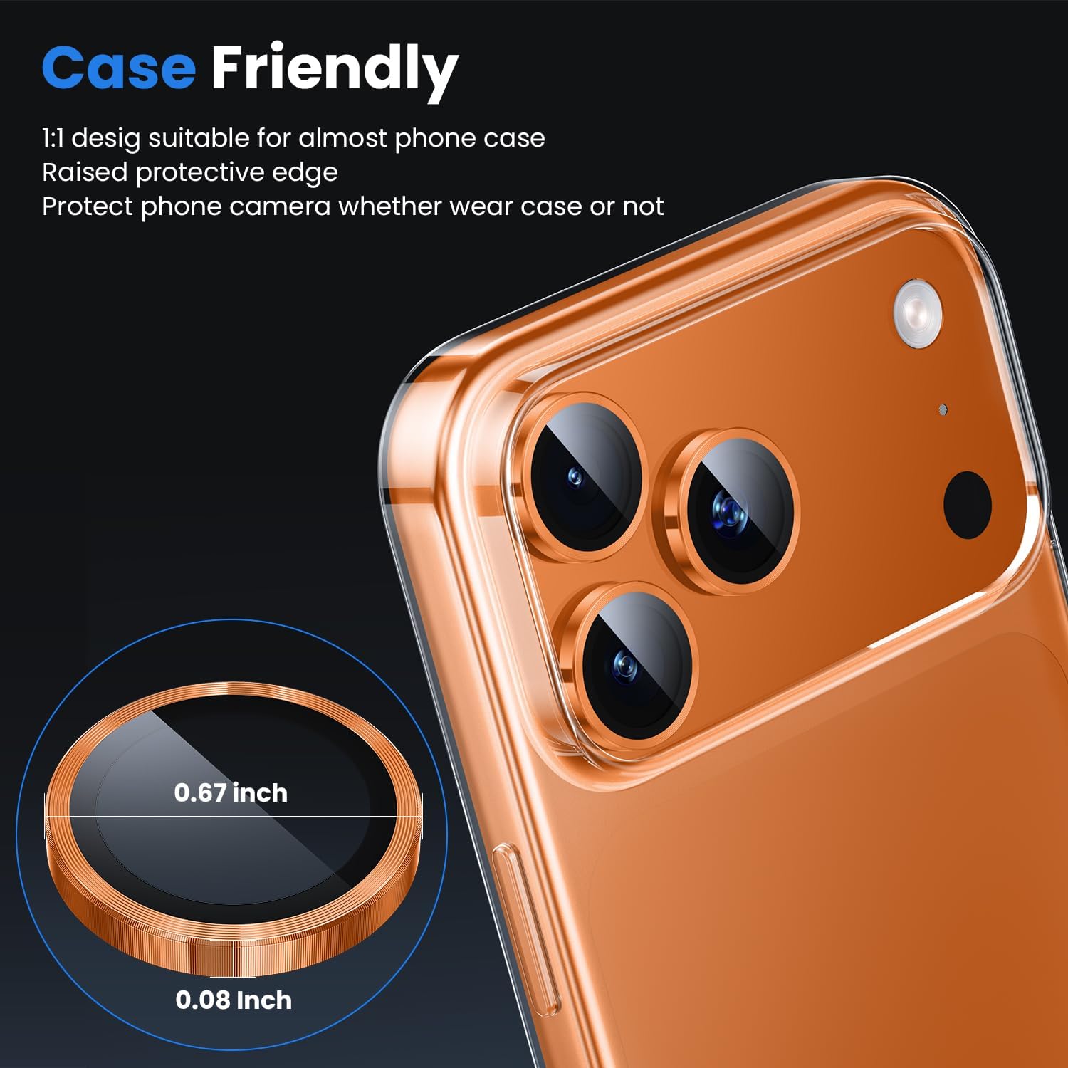 Detalle de WSKEN iPhone 17 Pro Camera Lens Protector 9H