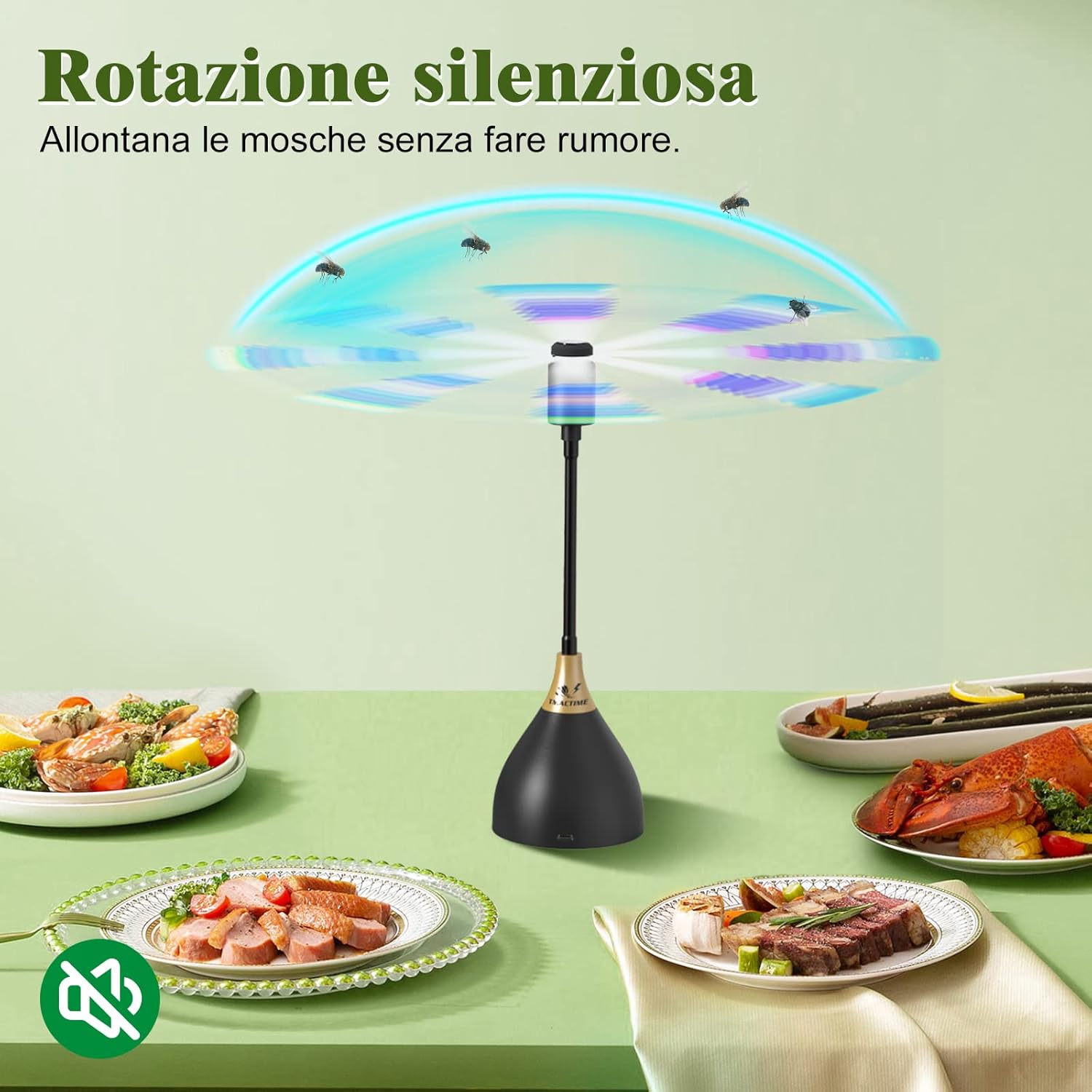 Detalle 2 de TMACTIME Repellente per Mosche: Ventilatore 2-in-1 portatile per esterni, 3 repellenti e funzione di appendimento