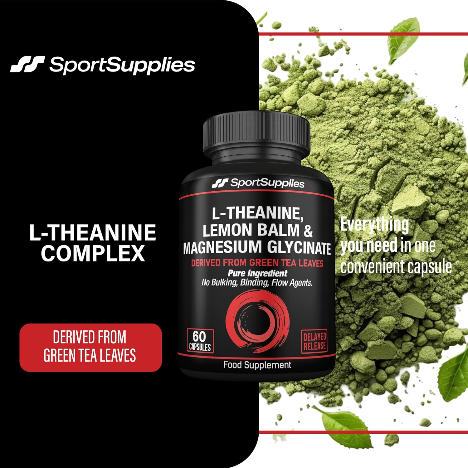 Detalle de L-Theanine Green Tea Extract with Lemon Balm & Chelated Magnesium Glycinate — Sleep & Relaxation Support