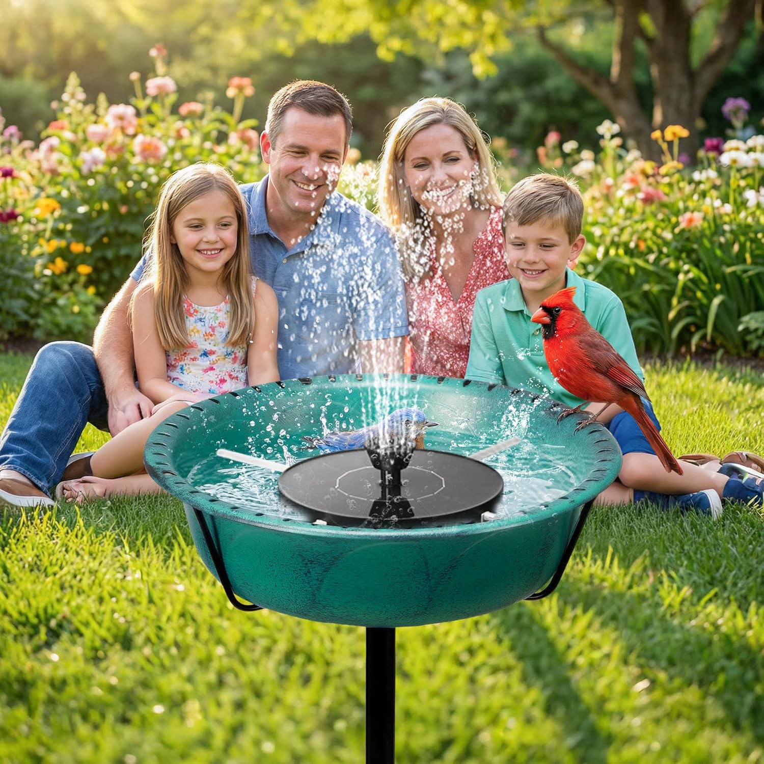 Thumbnail 1 de VIVOHOME Solar Bird Bath with Sun-Powered Fountain and 5-Pronged Base
