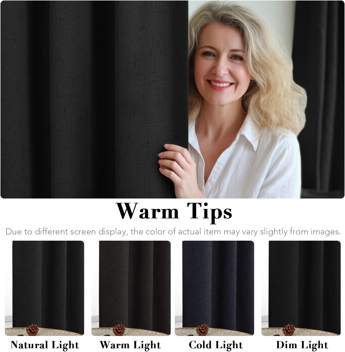 Thumbnail 4 de H.VERSAILTEX Linen Blackout Curtains 108