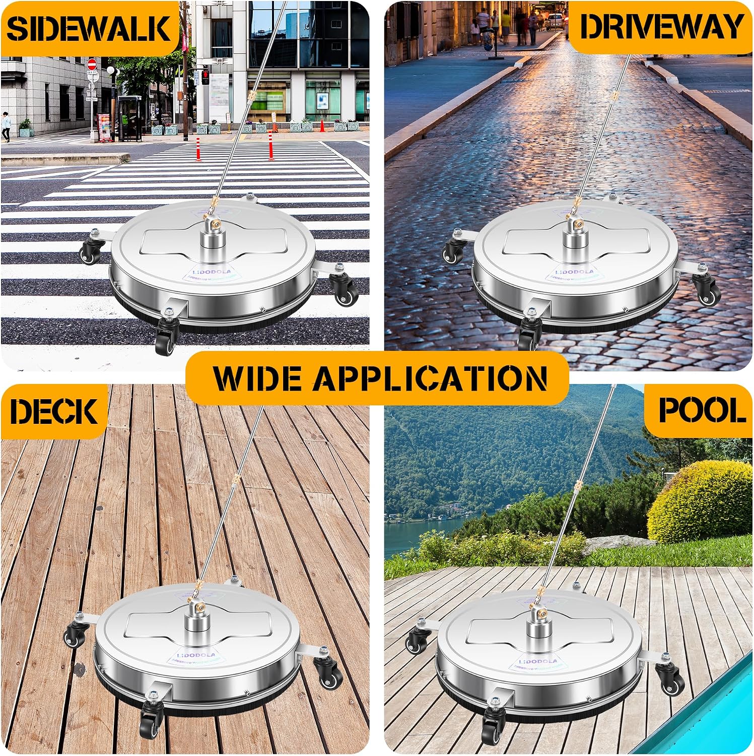 Thumbnail 6 de LidoDola PWS 19-Inch Pressure Washer Surface Cleaner, Stainless Steel, 4 Wheels
