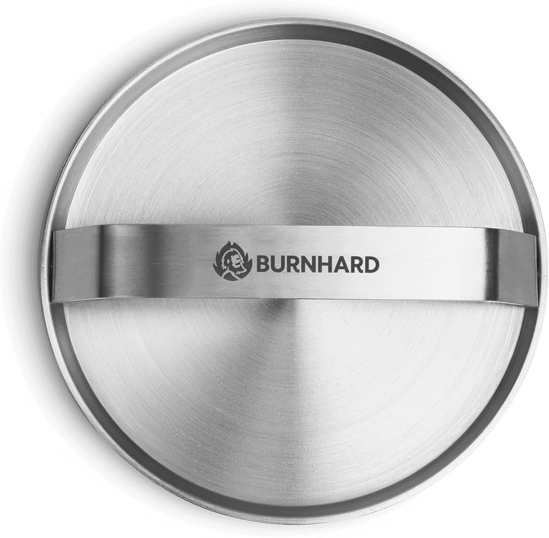 Detalle de BURNHARD Edelstahl Burger Smasher 14 cm – Grillpresse mit extra breitem Griff, spülmaschinenfest