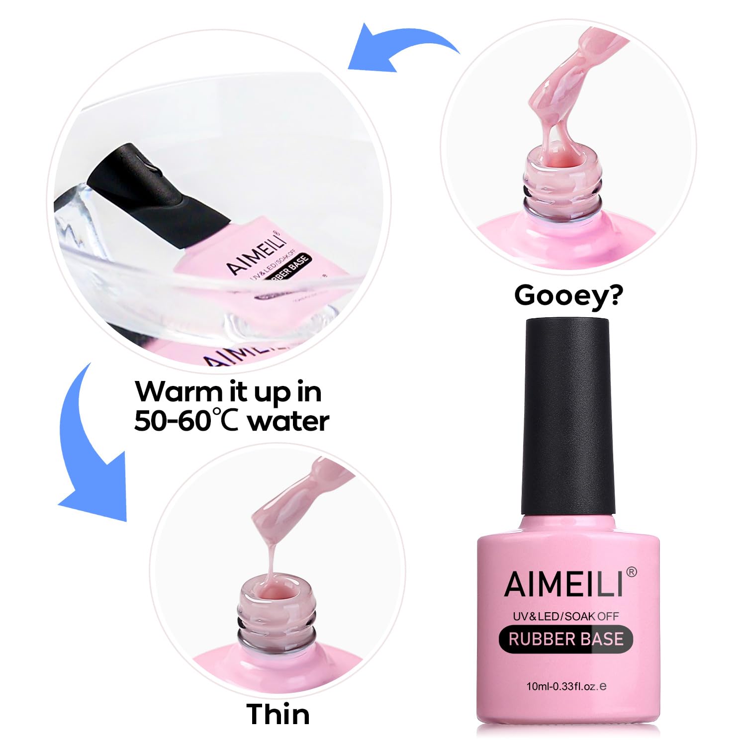 Thumbnail 6 de AIMEILI Rubber Base Gel Set (6-teilig, 6 x 10 ml) als Rubber Base Coat für UV/LED Nägel