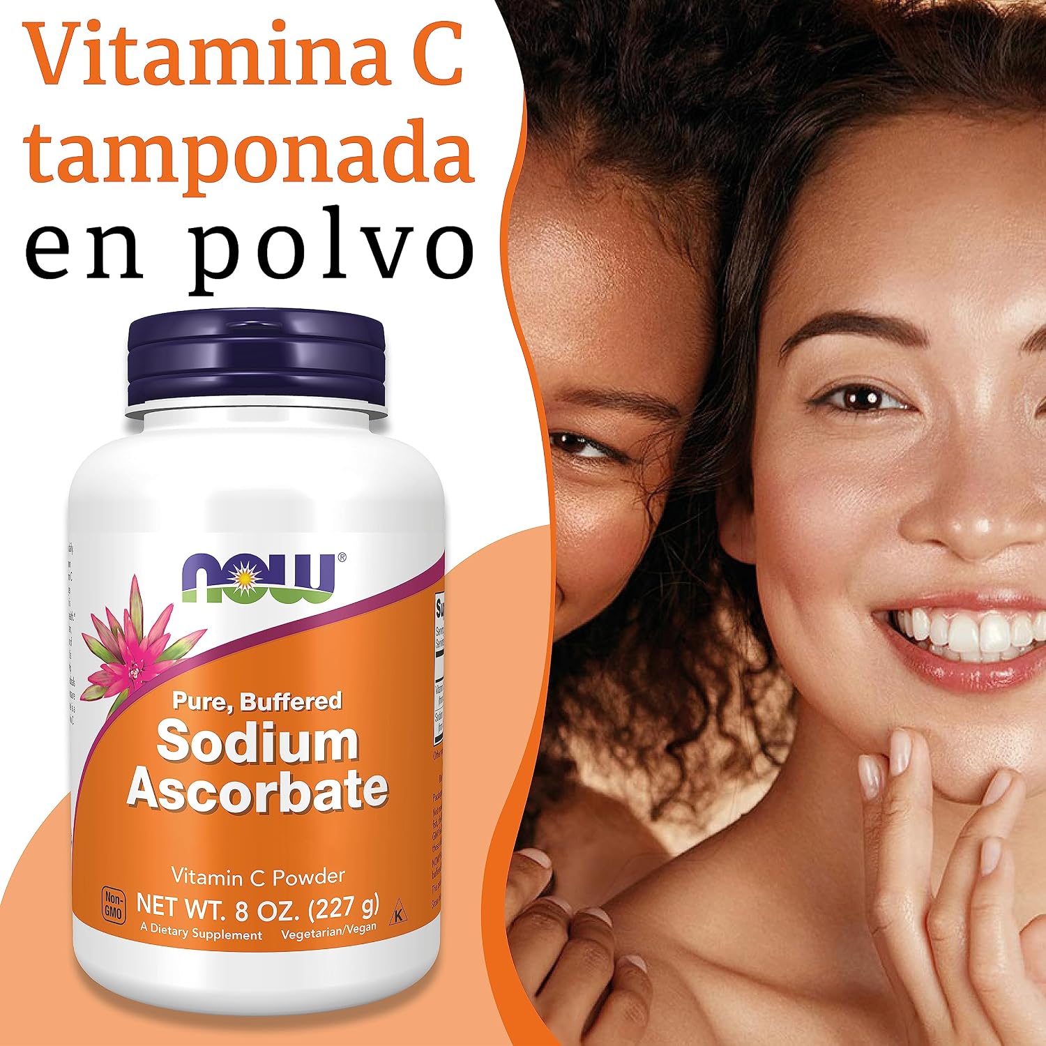 Detalle 2 de Now Foods Sodium Ascorbate Vitamina C 🍊 227g Vegano Sin Gluten