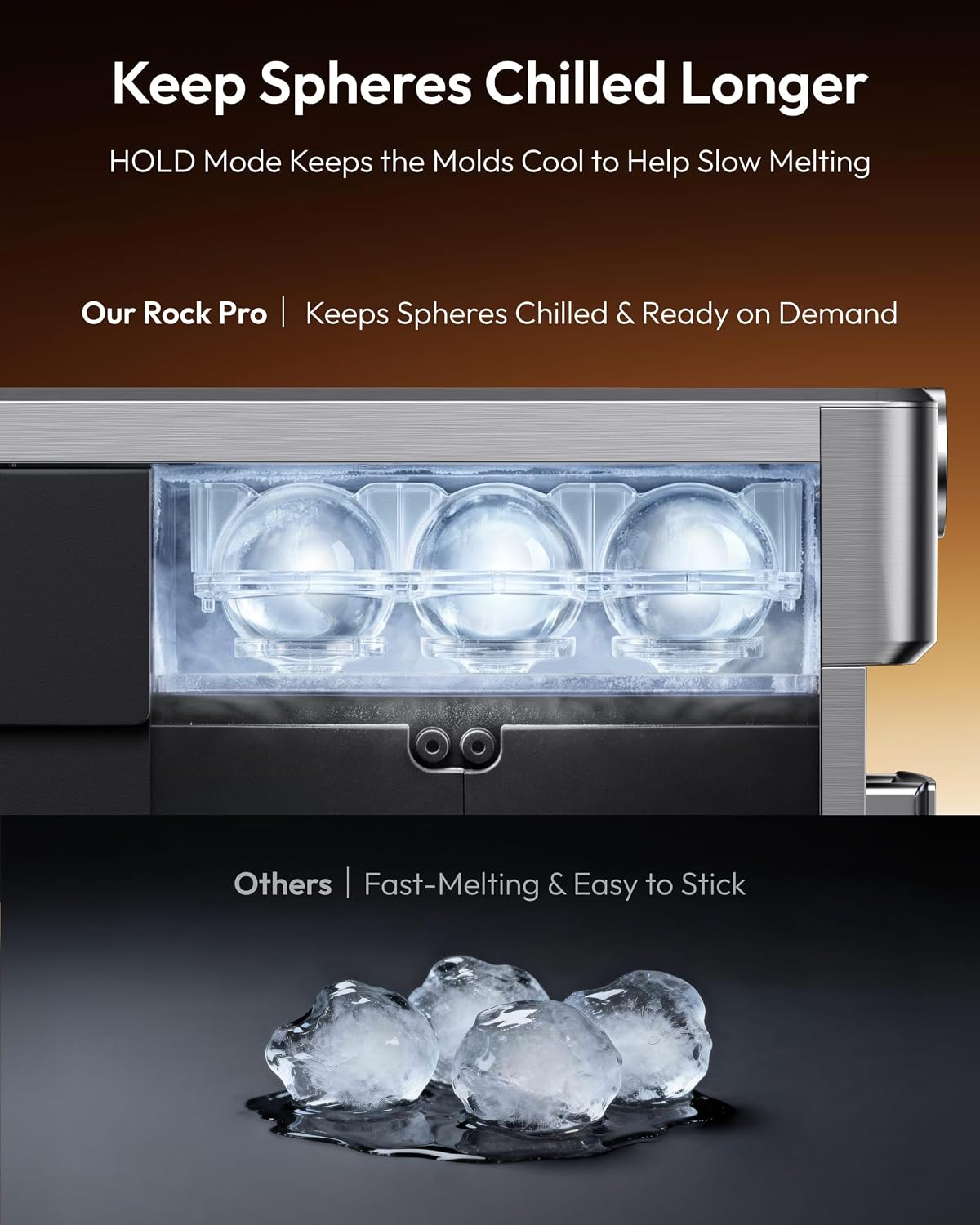 Detalle 1 de EUHOMY IM031-S Clear Ice Ball Maker, 2.5-Inch Spheres, App Control