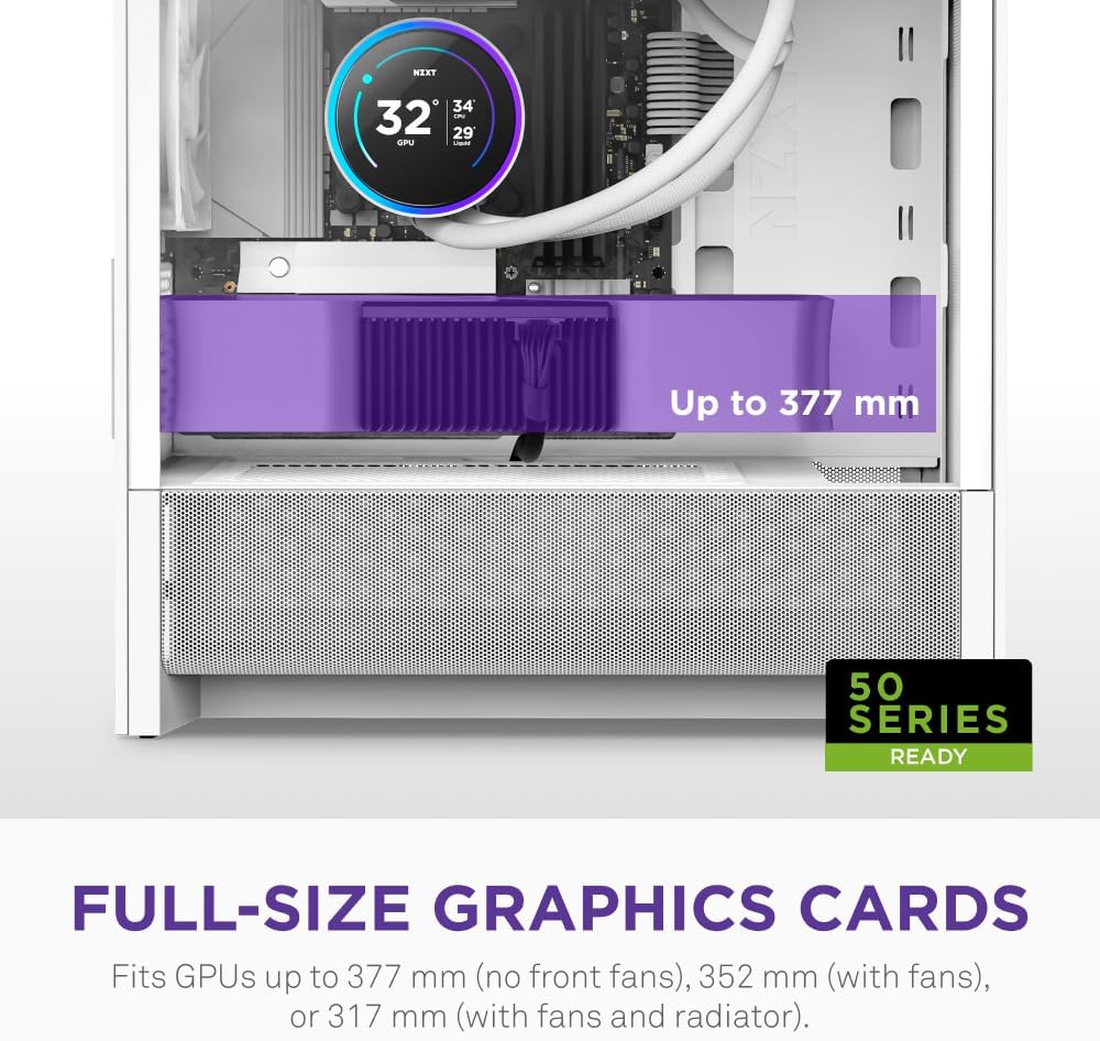 Detalle de NZXT H3 Flow CC-H31FW-01 Micro-ATXケース ホワイト、メッシュ構造・フルサイズGPU対応