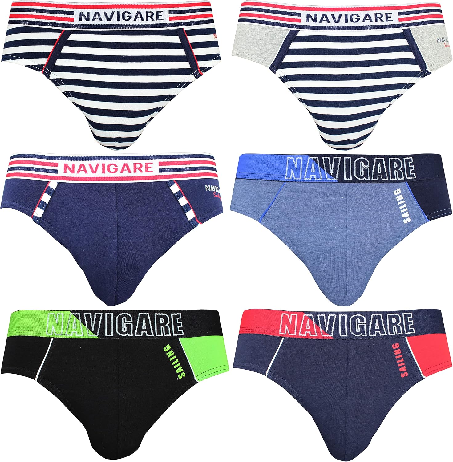 Detalle 2 de Navigare 574/e Slip Uomo Multicolore (Grigio/Nero/Navi) – Pacco da 6