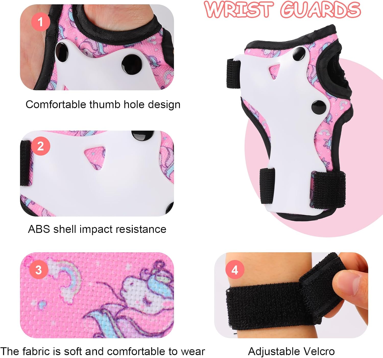 Detalle de BURSUN Knieschoner Kinder 6-in-1: verstellbares Protektor-Set für Inliner, Skateboard & mehr