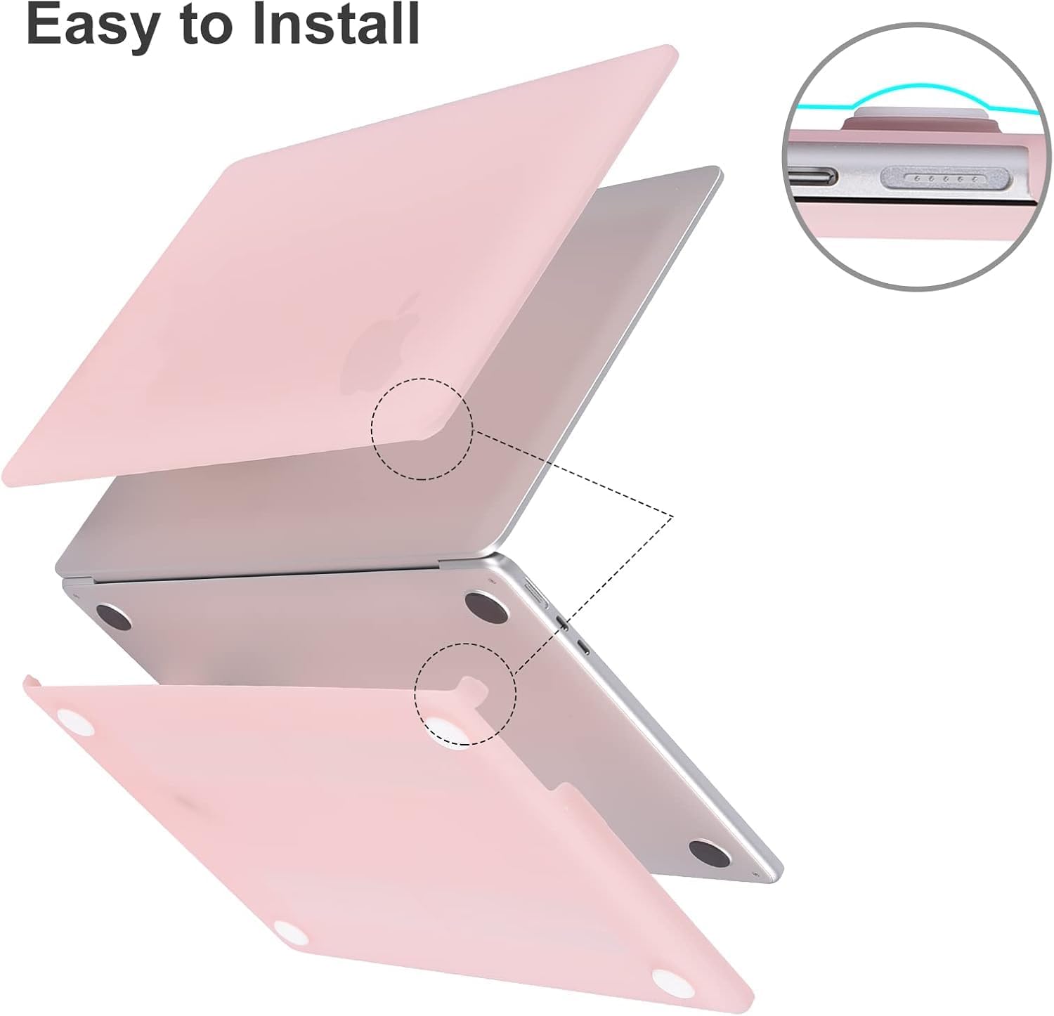 Detalle de EooCoo Hülle für MacBook Air 15 Zoll M2/M3 (A2941/A3114) – Rose, ultradünn, matte Hartschale
