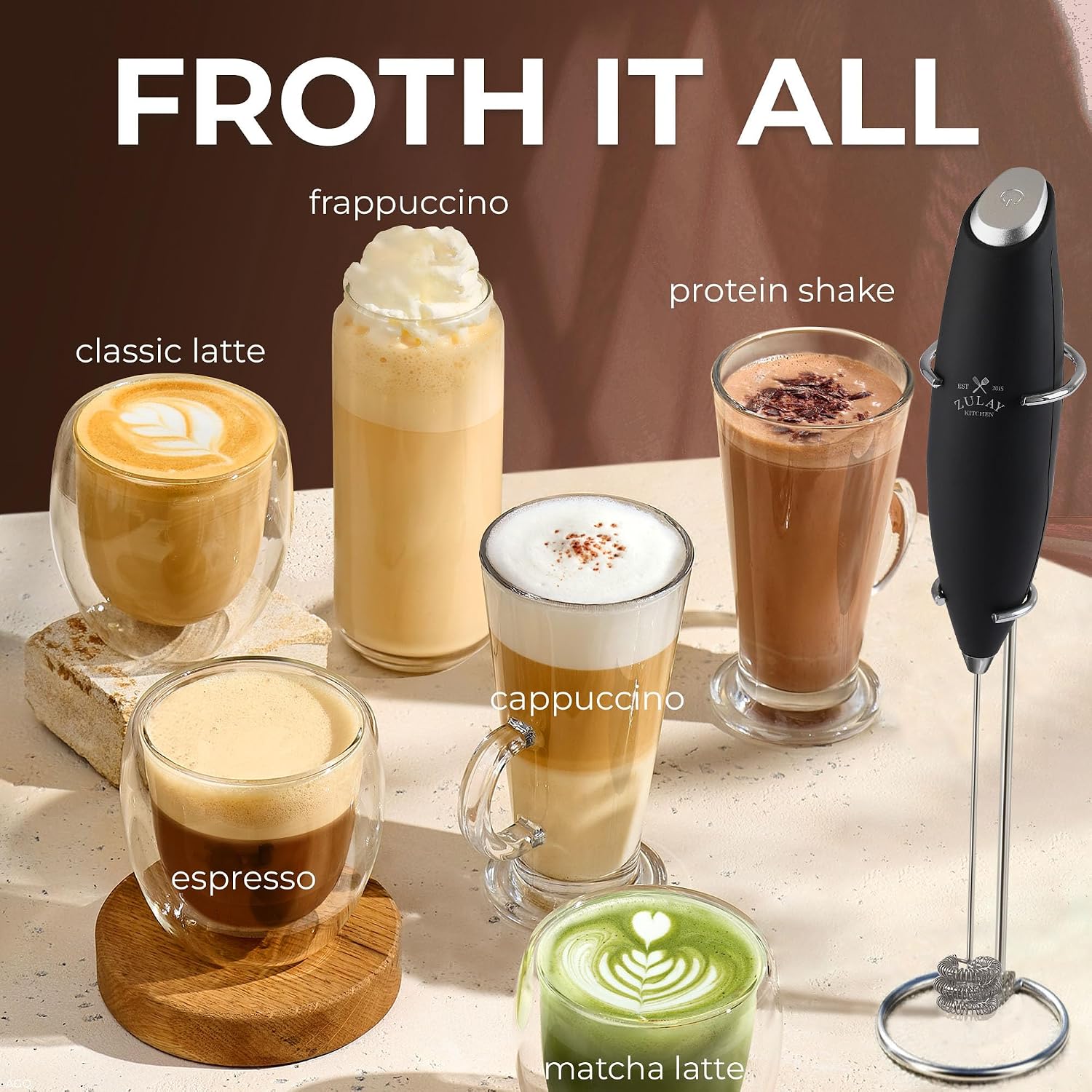 Detalle de Zulay Kitchen Tornado Milk Frother, 4 AA