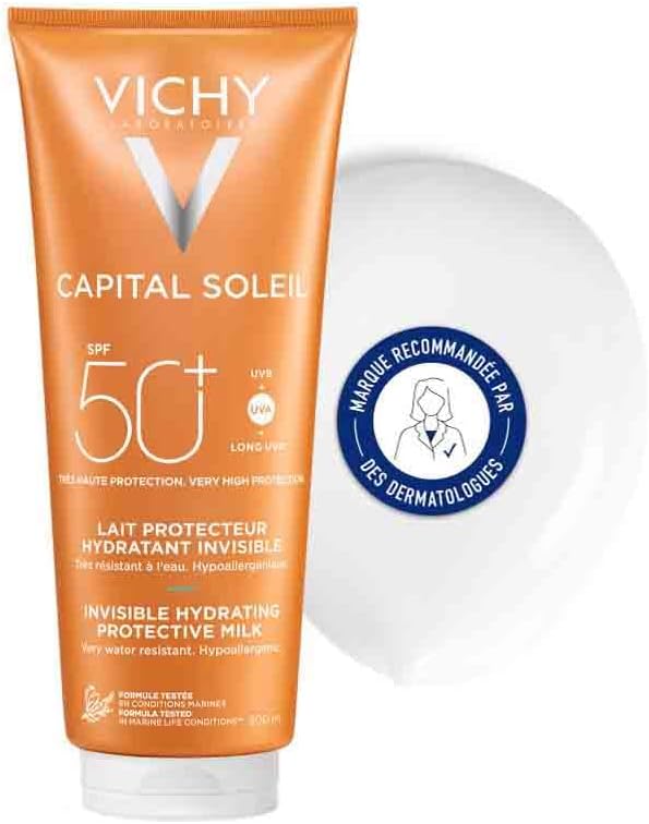 Detalle de Vichy Capital Soleil Lait Solaire Hydratant SPF50+ pour Visage et Corps – 300 ml