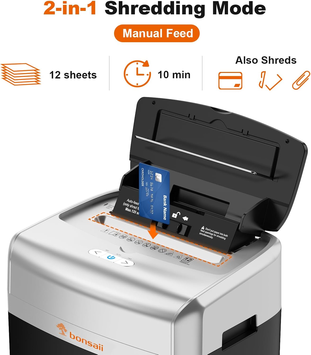 Thumbnail 2 de bonsaii C233-B Auto-Feed Micro-Cut Paper Shredder, P-4, 120-Sheet