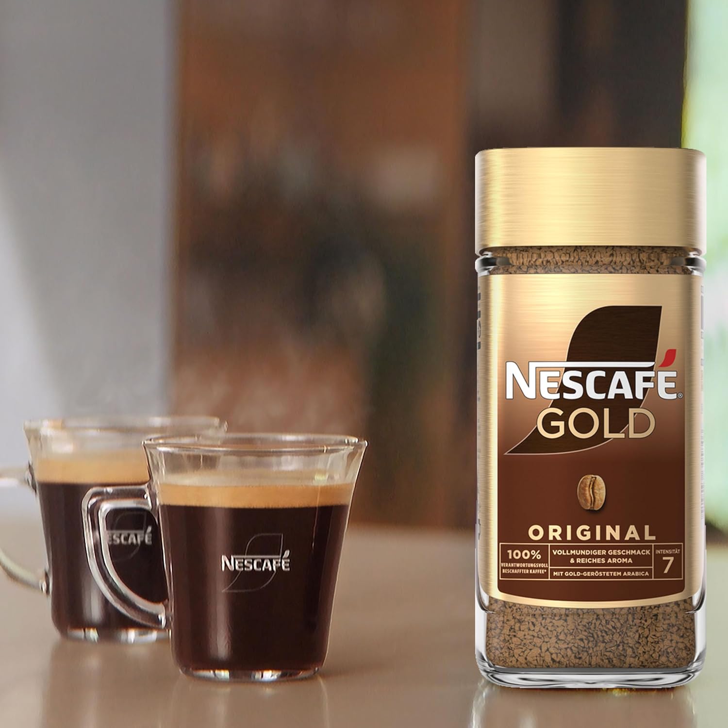 Detalle de NESCAFÉ GOLD Original: Löslicher Bohnenkaffee, 200 g – kräftiger Geschmack, vollmundiges Aroma