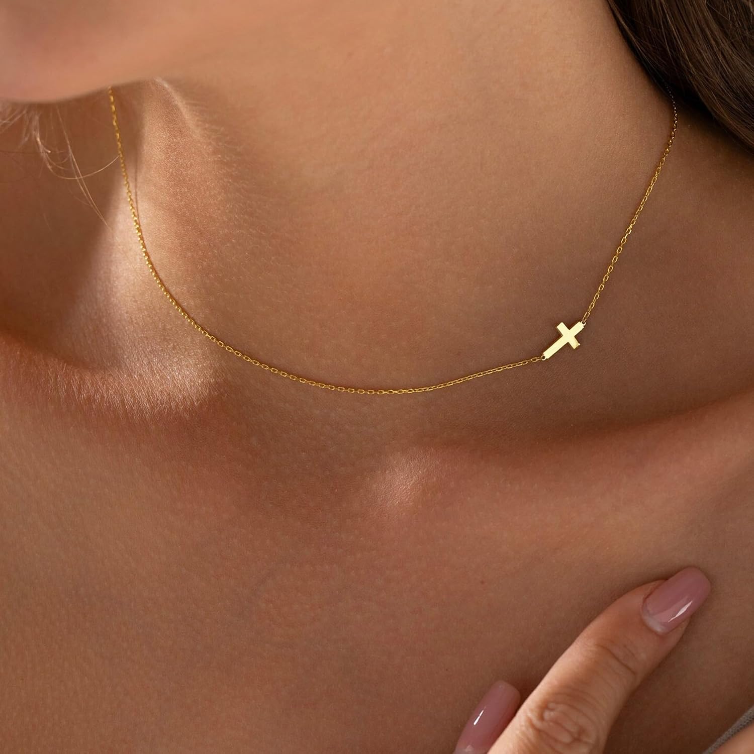 Thumbnail 4 de TINGN Collana a croce in oro da donna – 14 carati placcato oro, design minimalista