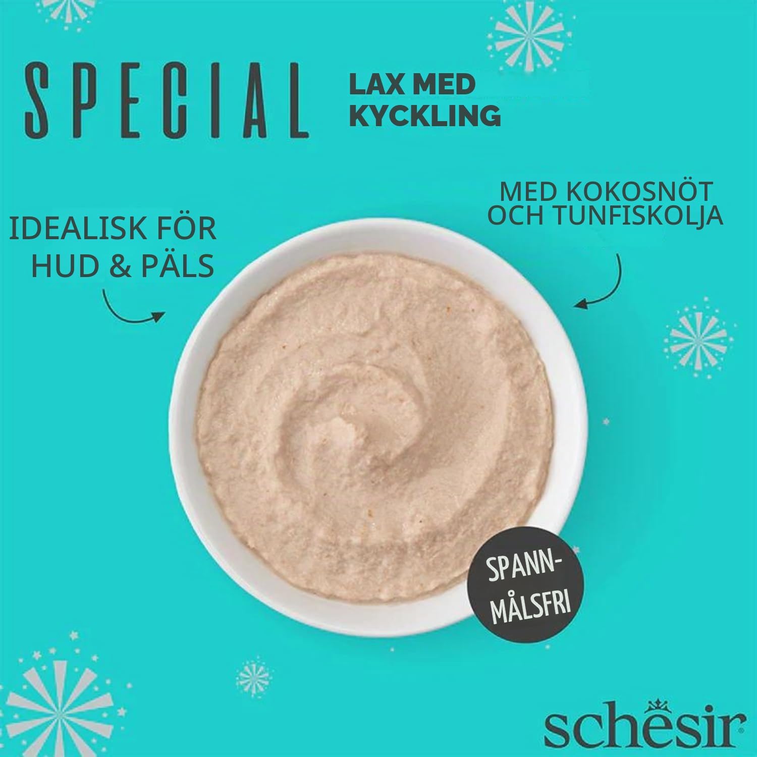 Detalle de Schesir Special Skin & Coat komplett våtfoder för vuxna katter, lax och kyckling, 12 x 70 g
