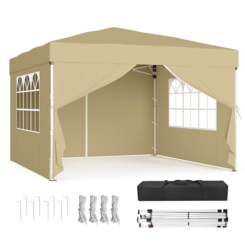 Detalle de SONGMICS Cenador 3x3 m con paneles laterales GCT104LZ01 beige