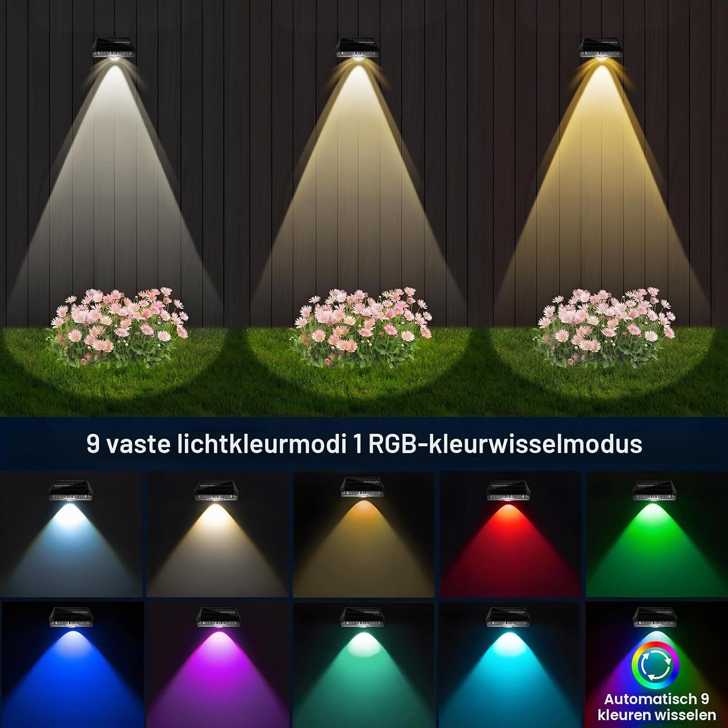 Detalle de Anmossi 2406A-S16 solar tuinverlichting, 12 stuks, warmwit en IP44
