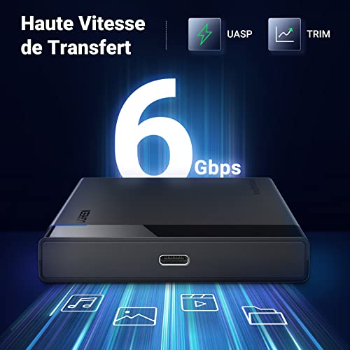 Detalle de UGREEN Boîtier Externe 2,5'' SATA III USB-C | Conception compacte pour HDD/SSD jusqu’à 6 To