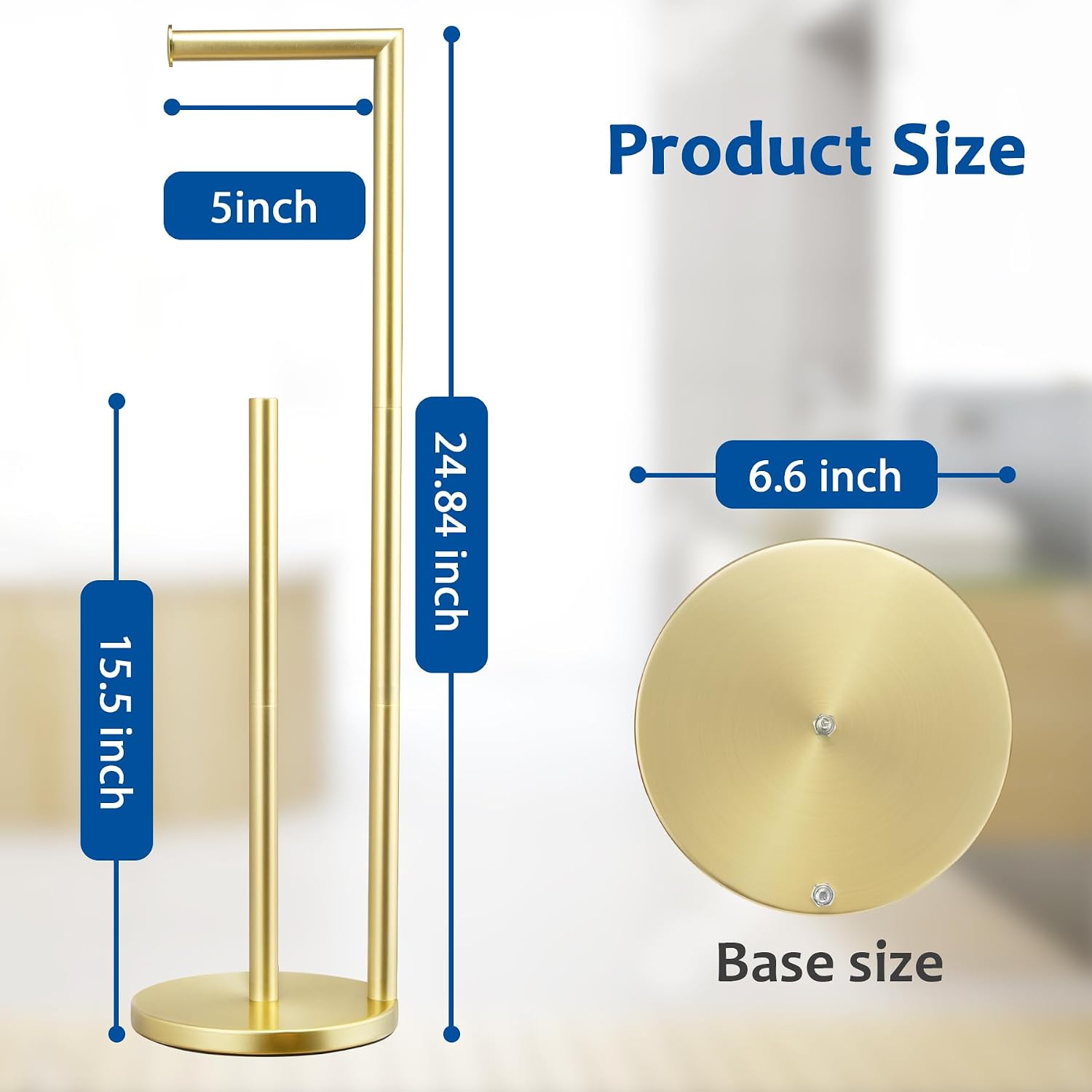 Detalle 2 de Batoliet Gold Freestanding Toilet Paper Holder with Storage for 4 Rolls