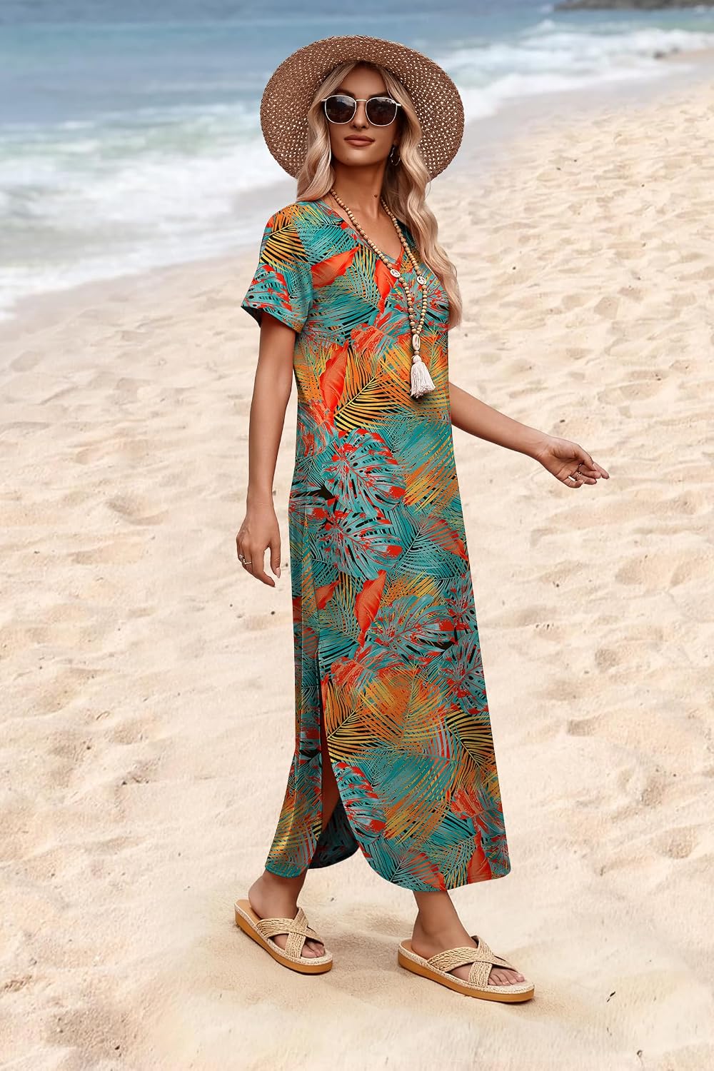 Detalle 2 de WIHOLL Women's Summer Midi Dress with Pockets