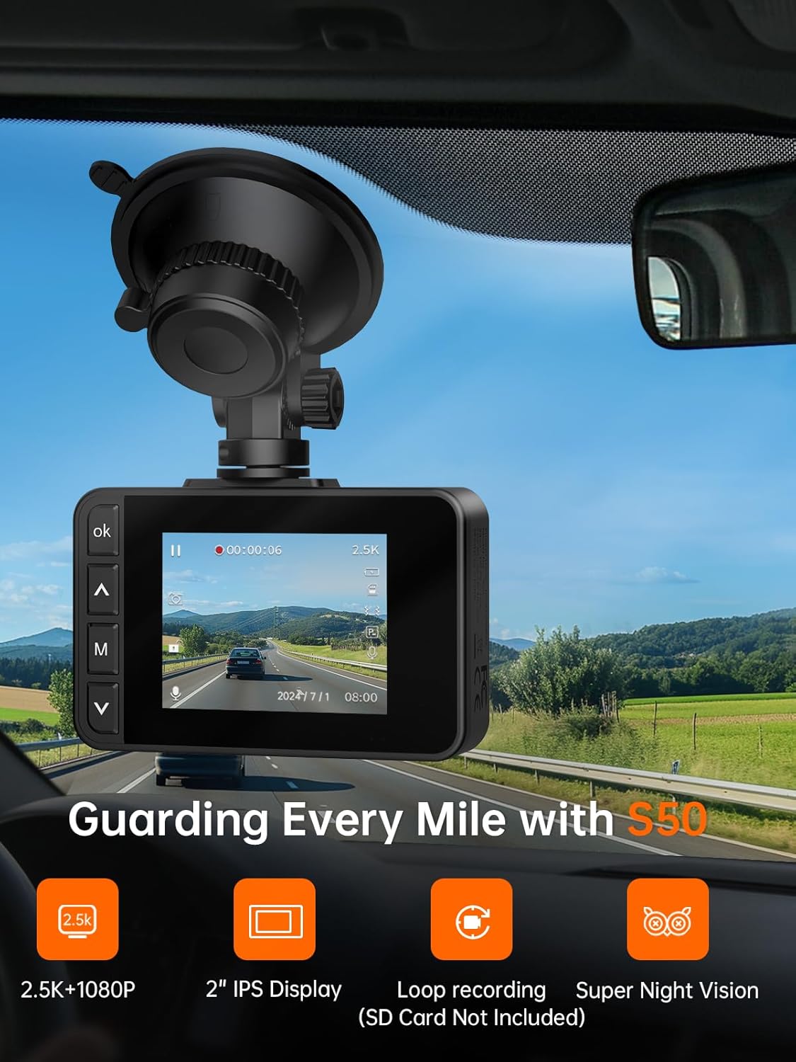 Detalle 2 de E-YEEGER S50 2.5K Dual Dash Cam