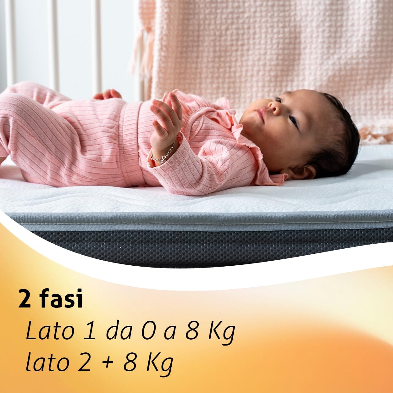 Detalle de KUO Baby Baloo Plus: Materasso per Culla a 2 Fasi con Memory Foam – 115 x 55 cm