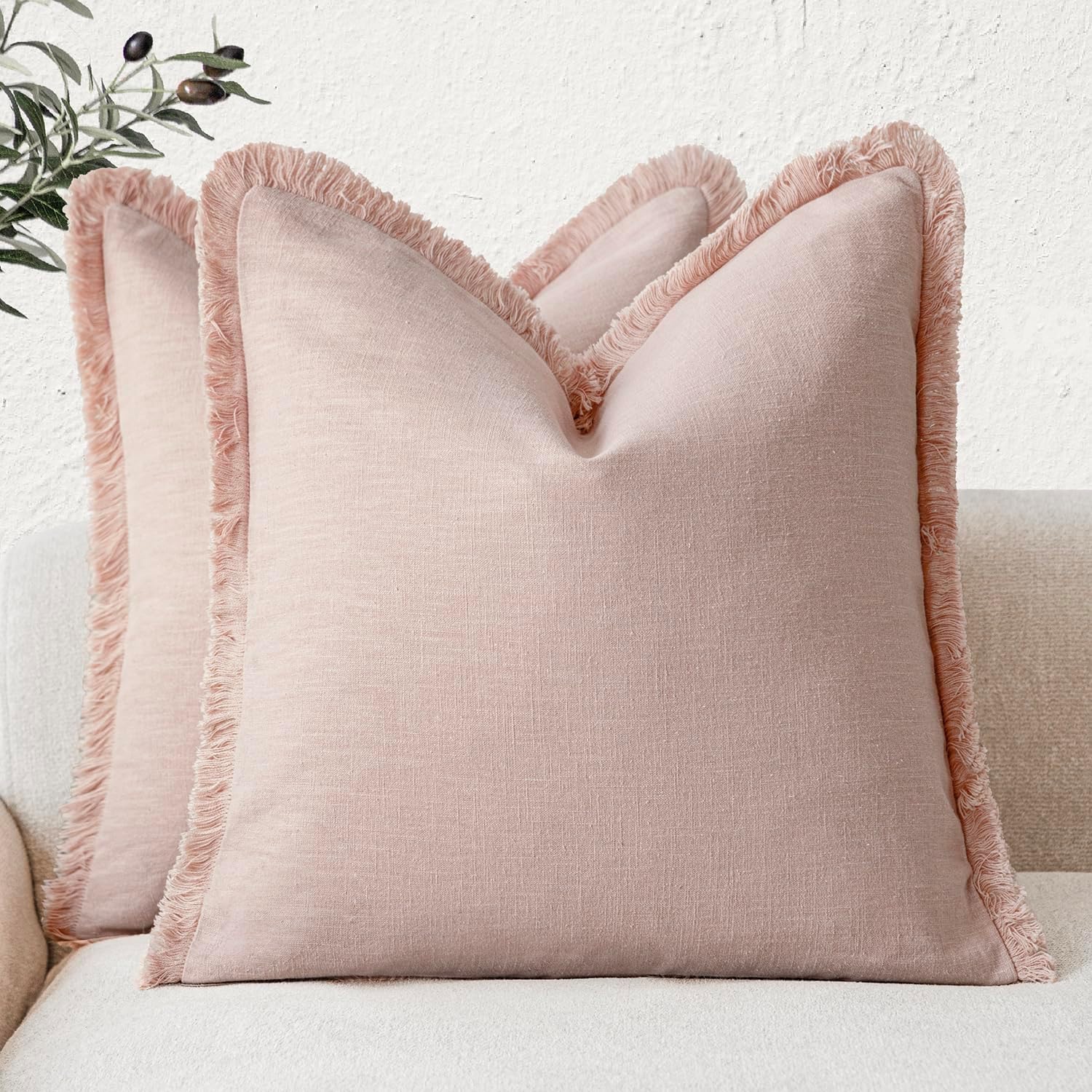 Thumbnail 5 de Foindtower 24x24 Inch Linen Fringe Pillow Covers 🛋