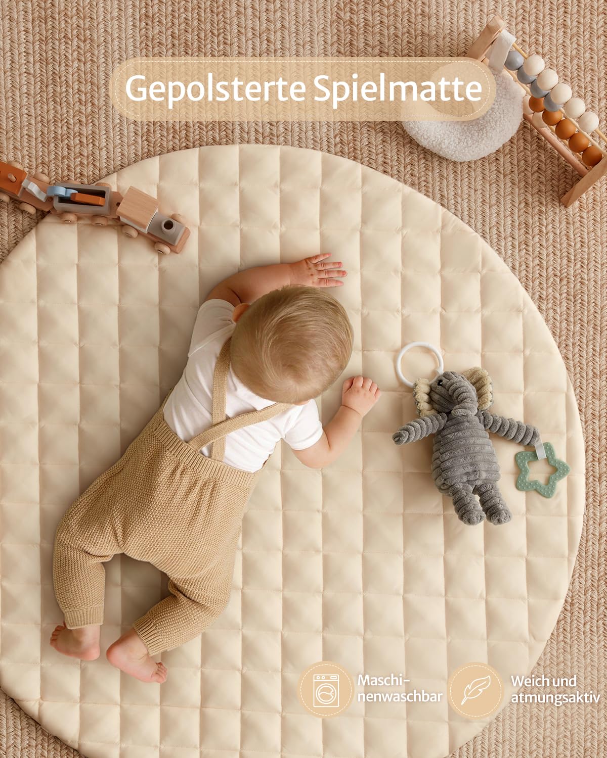 Thumbnail 2 de Blissful Diary Spielbogen Baby Spieldecke (85 × 85 cm) mit 6 abnehmbaren Spielzeugen – Beige