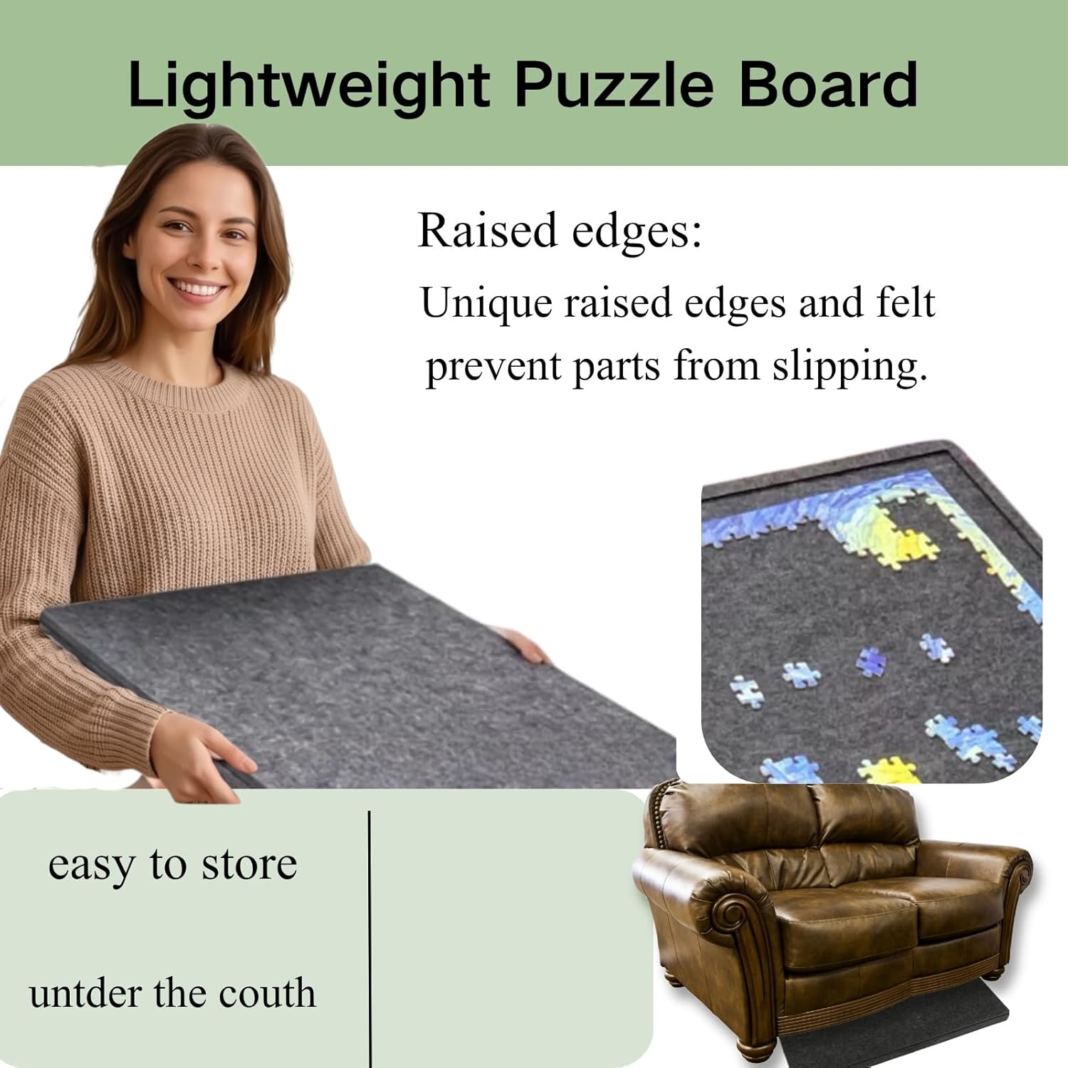 Thumbnail 3 de JCOTTON Tilting Jigsaw Puzzle Board 2-in-1 with Stand, 6 Trays and Protective Cover (Up to 1000 Pieces)