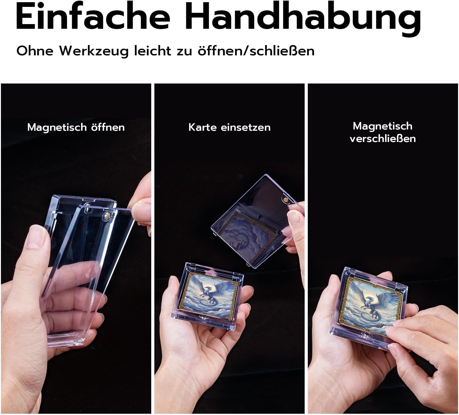 Detalle de Wigearss 10 Stück 130PT Magnetischer Kartenhalter – Schutzhüllen mit UV-/Blue-Ray-Schutz für MTG, Yu-Gi-Oh!, Magic und Sportkarten