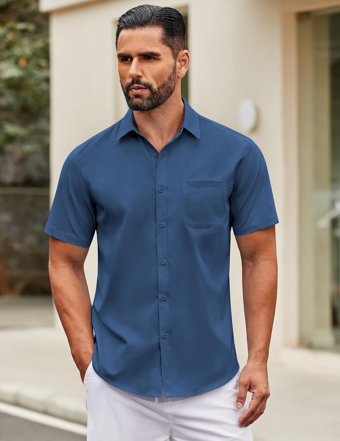 Thumbnail 1 de COOFANDY Mens Short Sleeve Casual Button Down Shirt