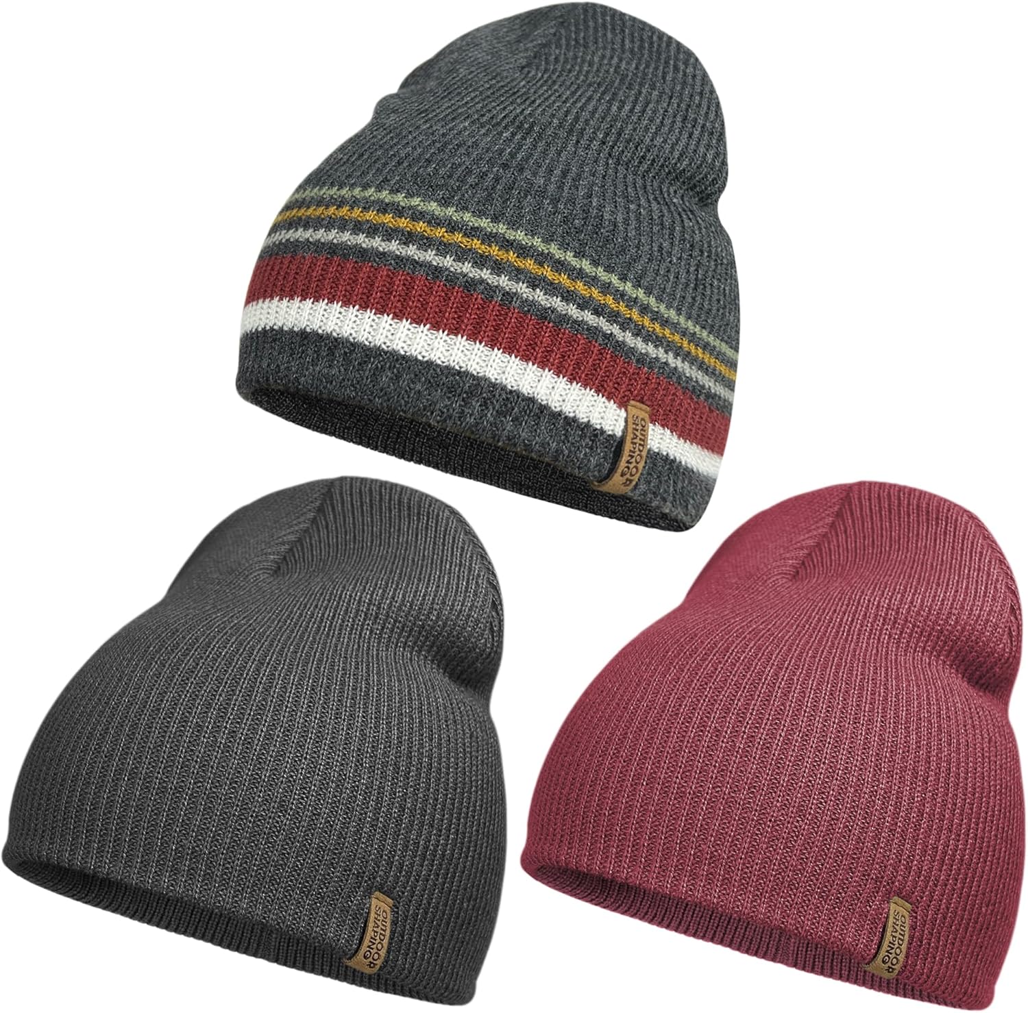 Thumbnail 4 de Outdoor Shaping Strickmütze & Beanie für Winter – warme Chunky-Mütze mit Lederpatch, umgeschlagener Kante