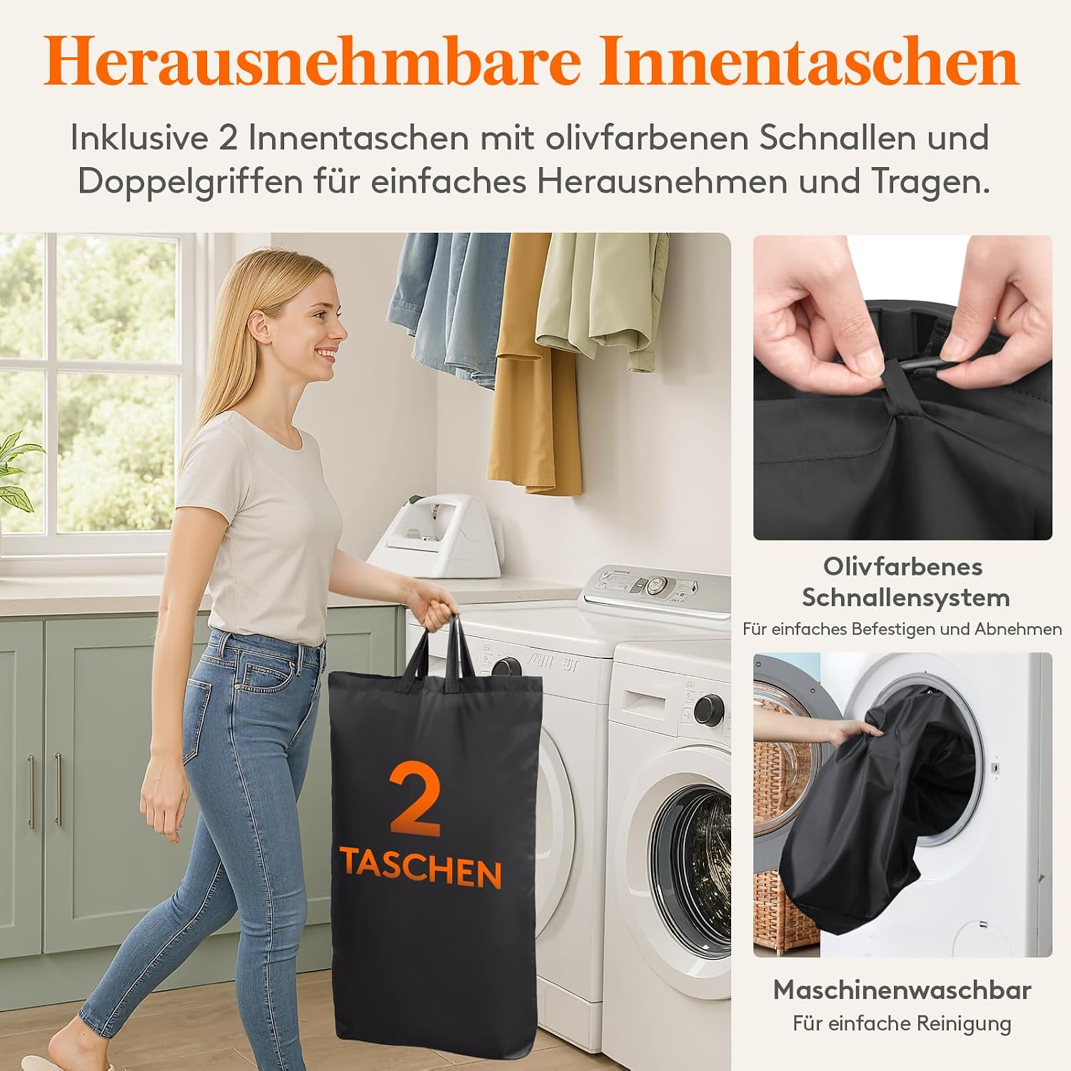 Detalle de Lifewit Wäschekorb mit Deckel 145 l