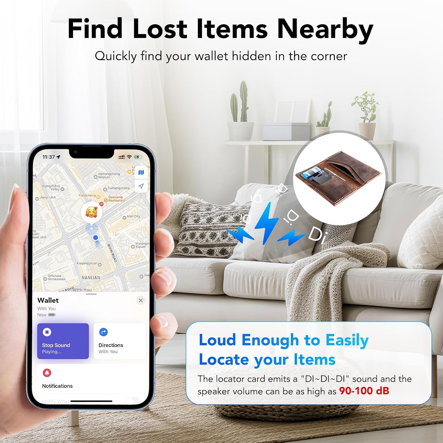 Thumbnail 2 de CASCHO Wallet Tracker Carte – Carte localisateur MFi certifiée, MagSafe, IP68 et Find My pour iOS