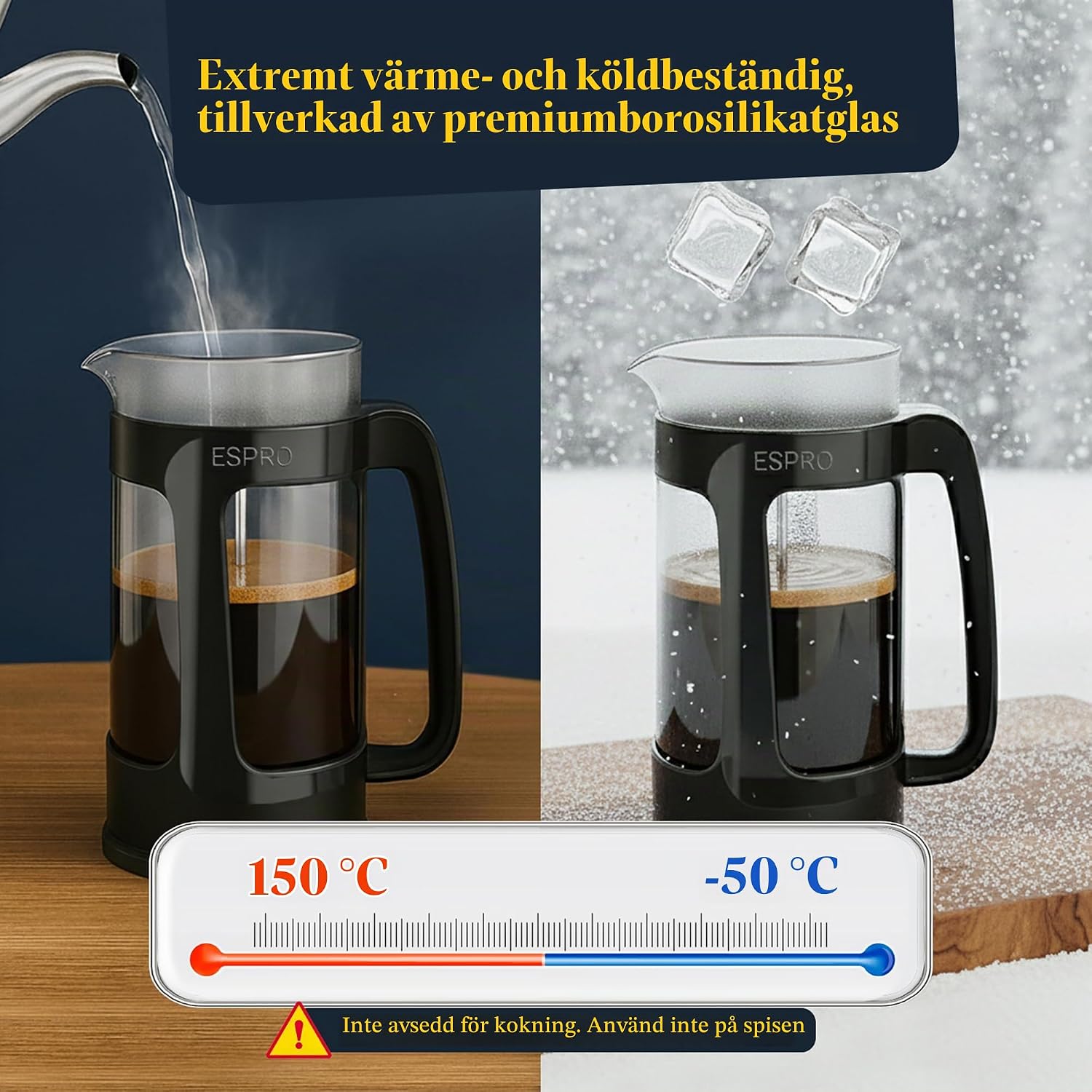 Thumbnail 6 de ESPRO P3 1418C-BK presskanna i glas, 530 ml, svart med dubbelfilter